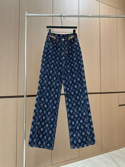 Louis Vuitton Monogram Jacquard Denim Jeans High-Waisted Straight Leg 7 Louis Vuitton Monogram Jacquard Denim Jeans High-Waisted Straight Leg