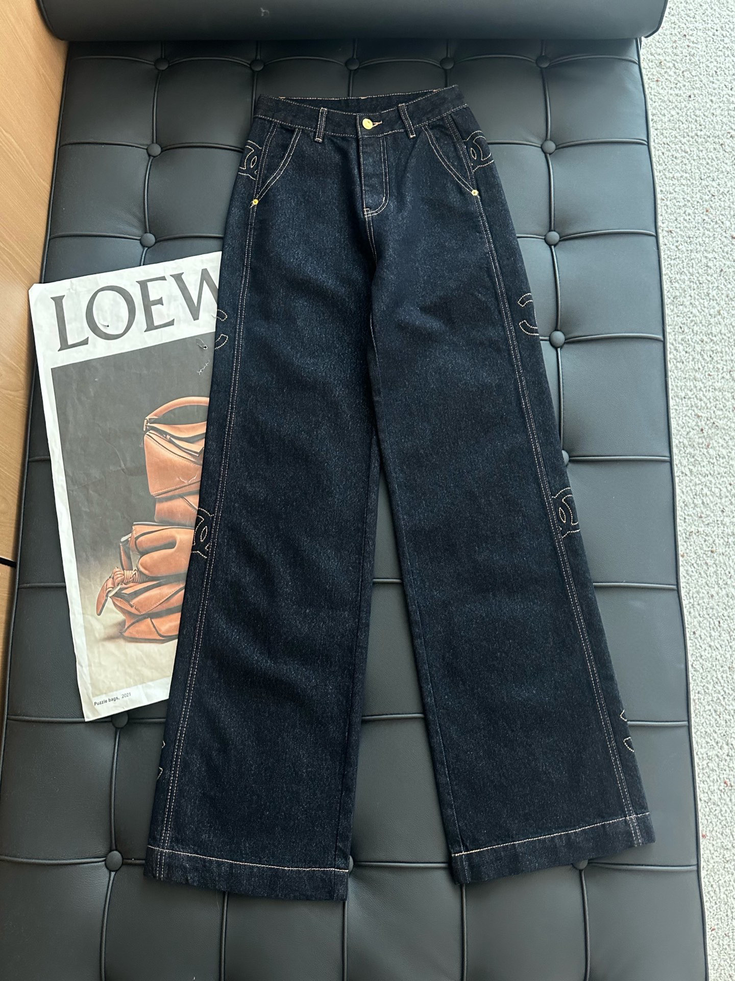 🛒𝐍𝐄𝐖 · 𝟐𝟎𝟐5/爆款现货设计师 原创｜2025新款侧边刺绣牛仔裤定制YB斜纹棉牛仔材质 工艺洗水