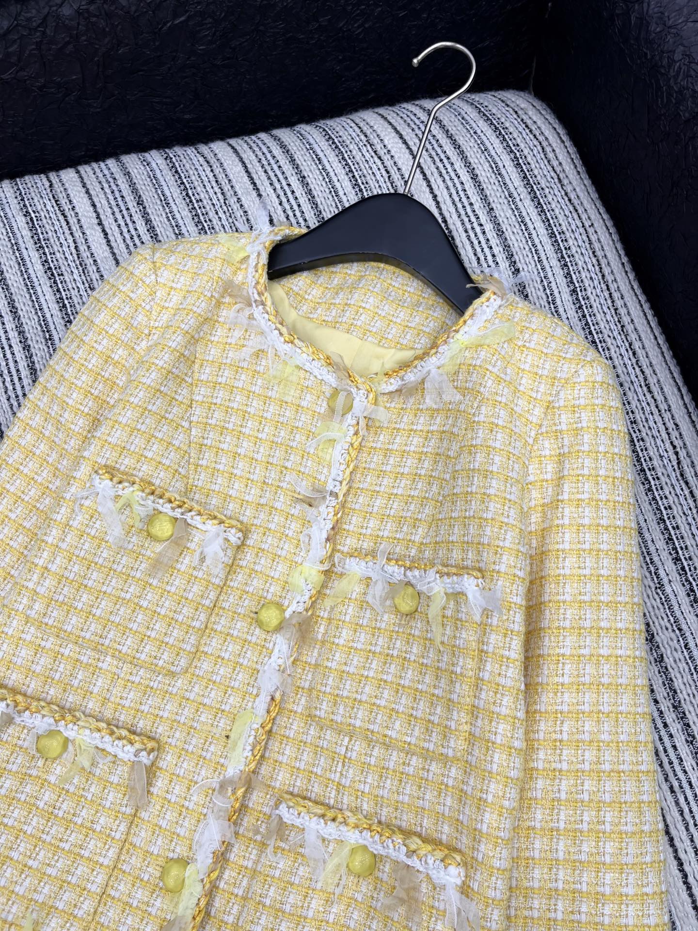 🛒𝐍𝐄𝐖 · 𝟐𝟎𝟐5/爆款现货【原版定制】Chane*｜2025新品花边编织粗花呢圆领外套定制YB进口