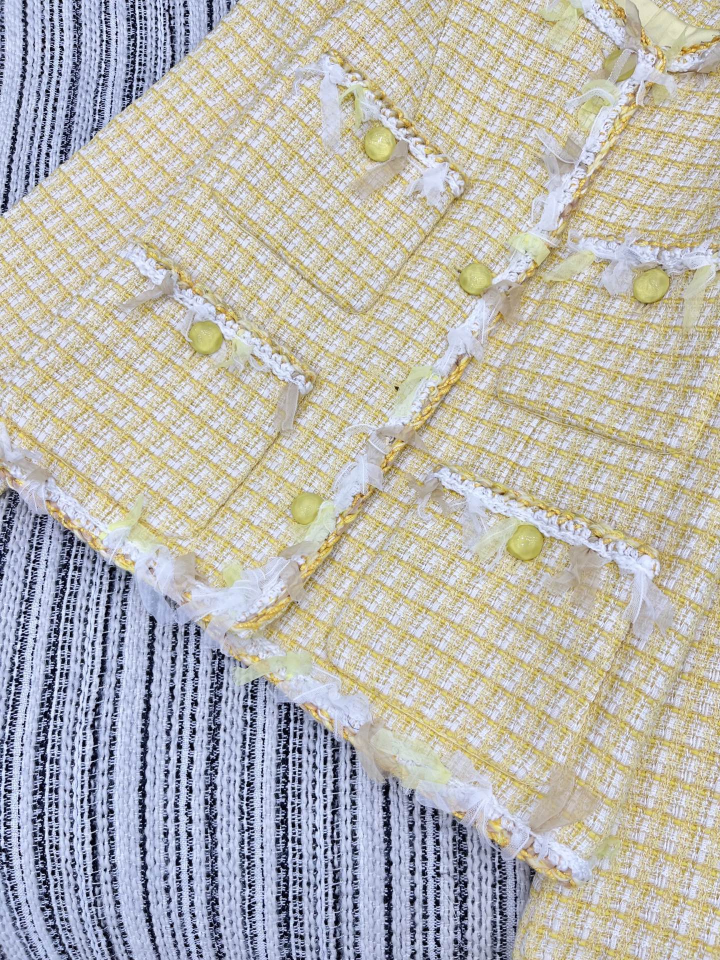 🛒𝐍𝐄𝐖 · 𝟐𝟎𝟐5/爆款现货【原版定制】Chane*｜2025新品花边编织粗花呢圆领外套定制YB进口