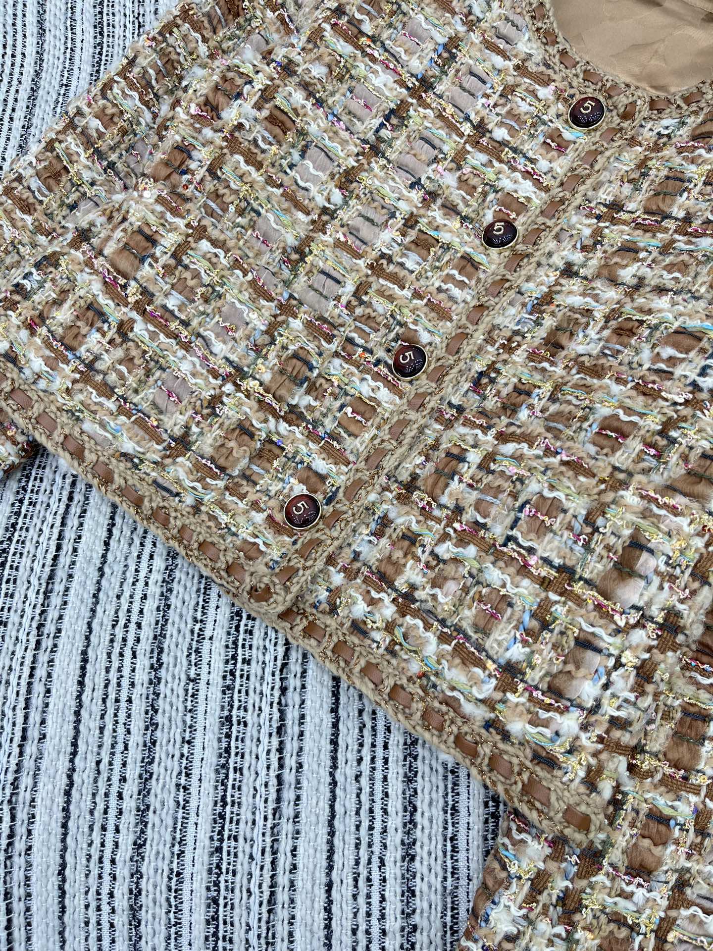 🛒𝐍𝐄𝐖 · 𝟐𝟎𝟐5/爆款现货【原版定制】Chane*｜2025新品花边编织粗花呢圆领外套定制YB进口