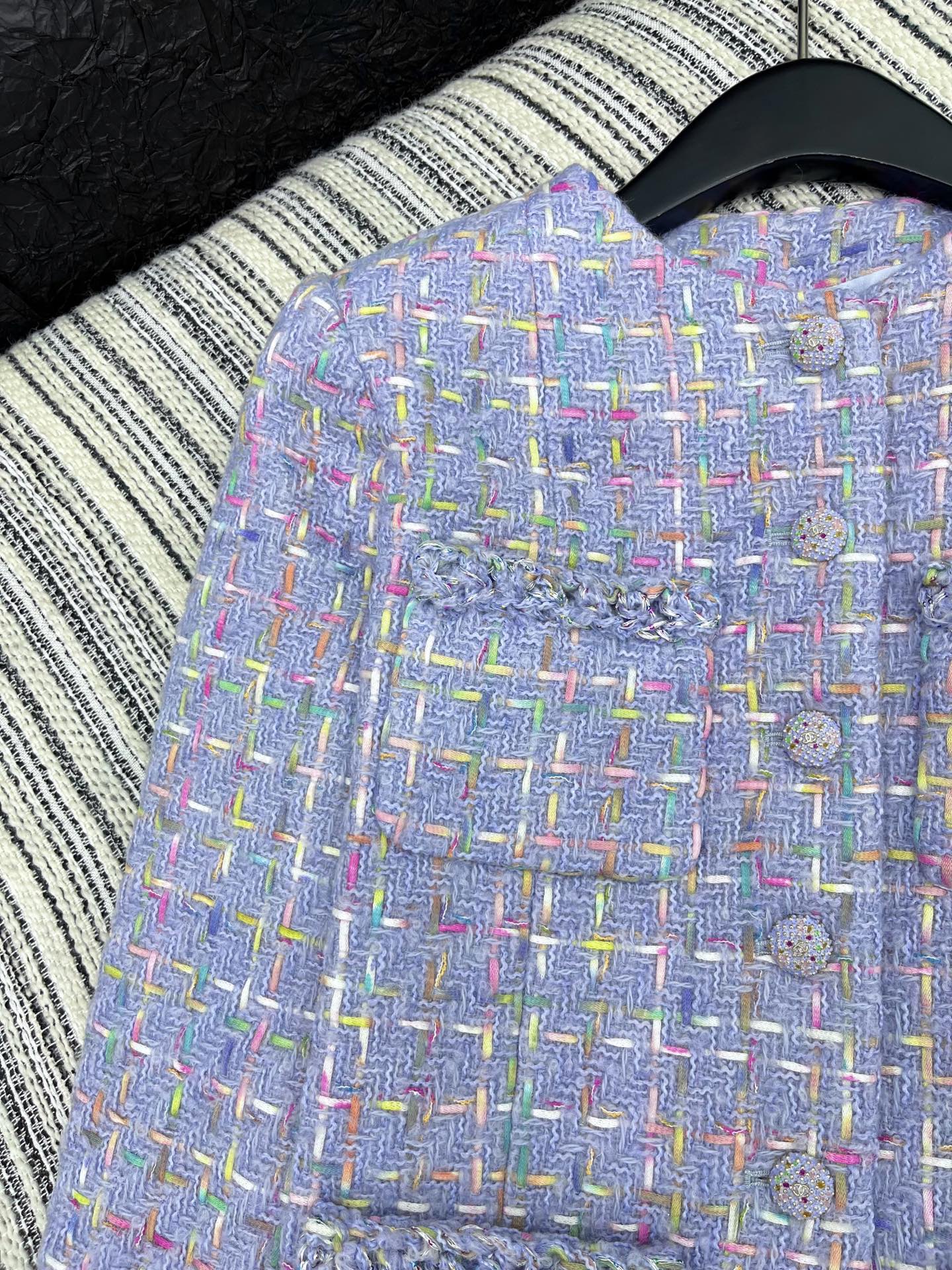 🛒𝐍𝐄𝐖 · 𝟐𝟎𝟐5/爆款现货【原版定制】Chane*｜2025新品四口袋粗花呢圆领外套定制YB进口材