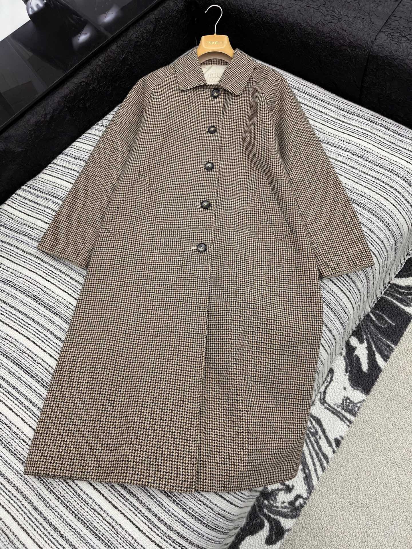 🛒𝐍𝐄𝐖 · 𝟐𝟎𝟐5/爆款现货原单品质 Miu Mi*｜2025秋冬新品千鸟格羊毛🦙长款大衣外套【双面