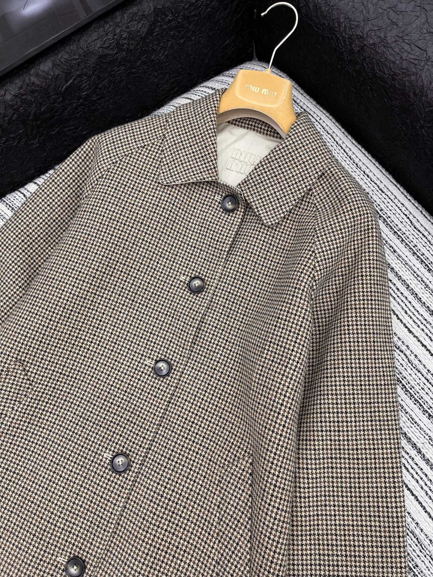 🛒𝐍𝐄𝐖 · 𝟐𝟎𝟐5/爆款现货原单品质 Miu Mi*｜2025秋冬新品千鸟格羊毛🦙长款大衣外套【双面