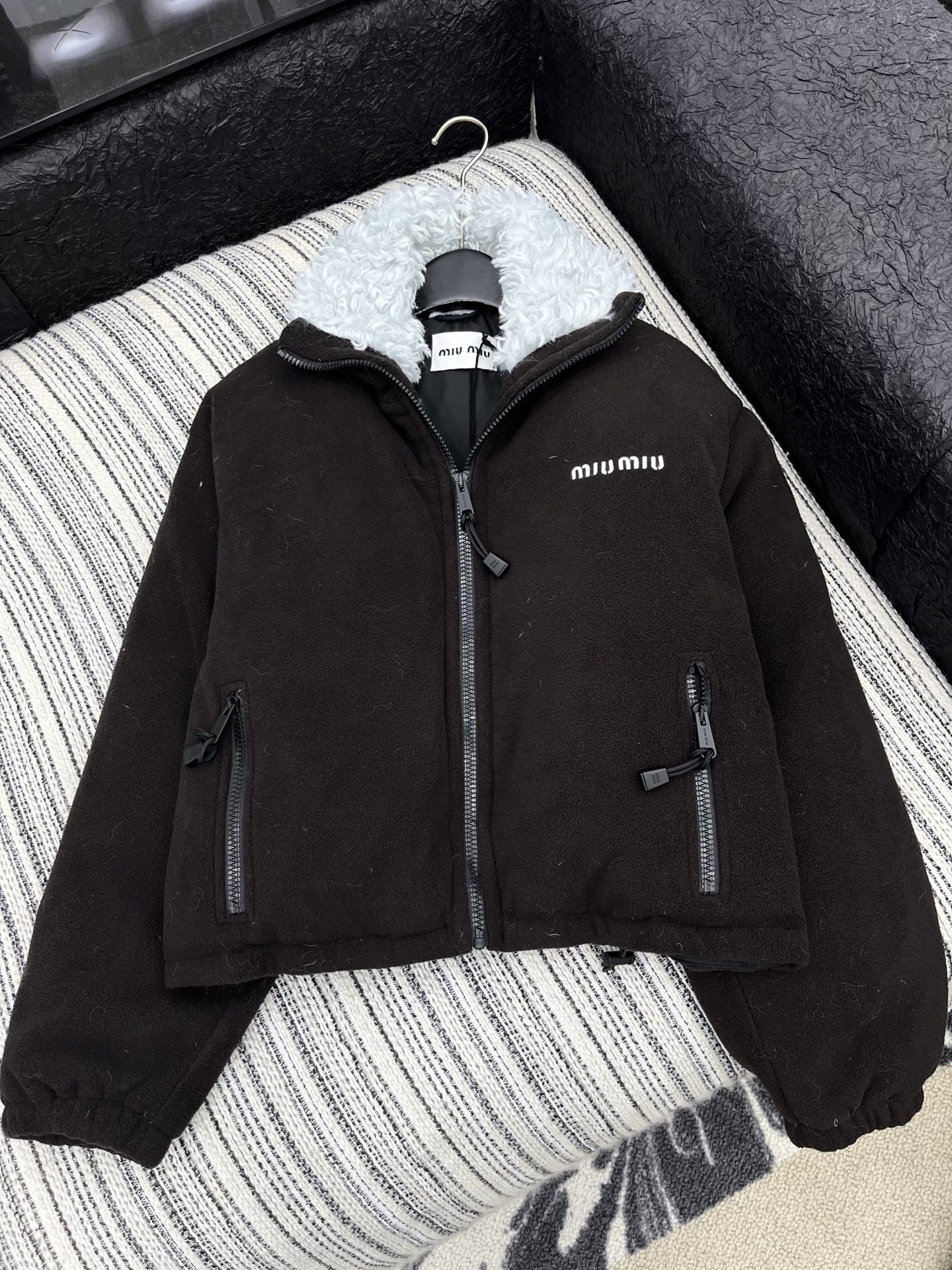 MIU MIU Fleece Jacket Women’s Winter Coat Thickened Lamb Wool Outerwear