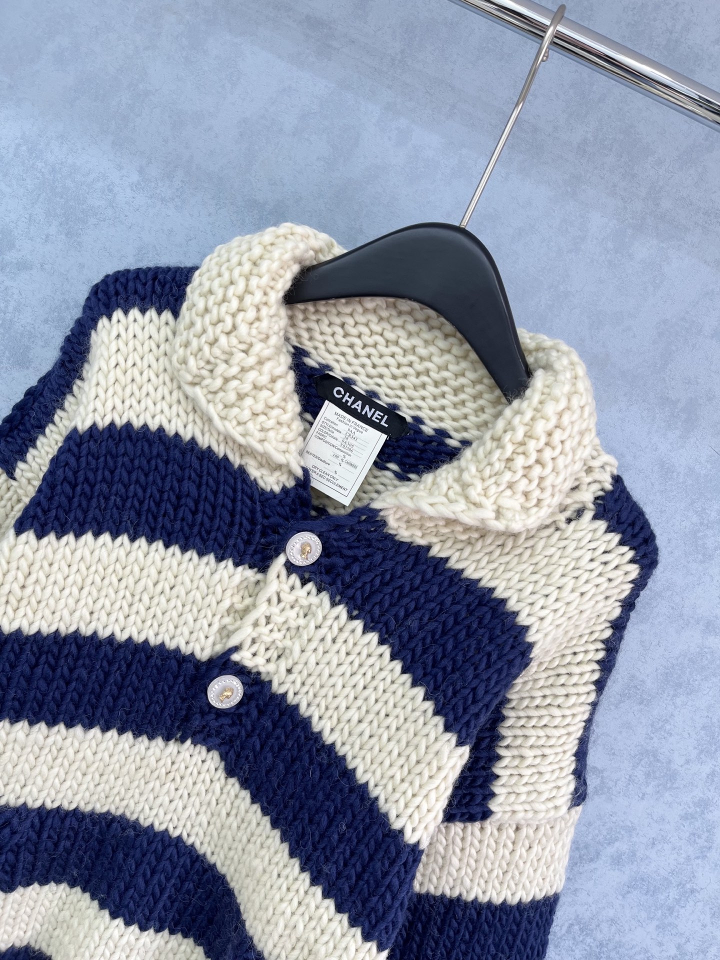 🛒𝐍𝐄𝐖 · 𝟐𝟎𝟐5/爆款现货原单品质 Chan*｜25中古系列粗花混色条纹粗针翻领外套独家订制纱线 