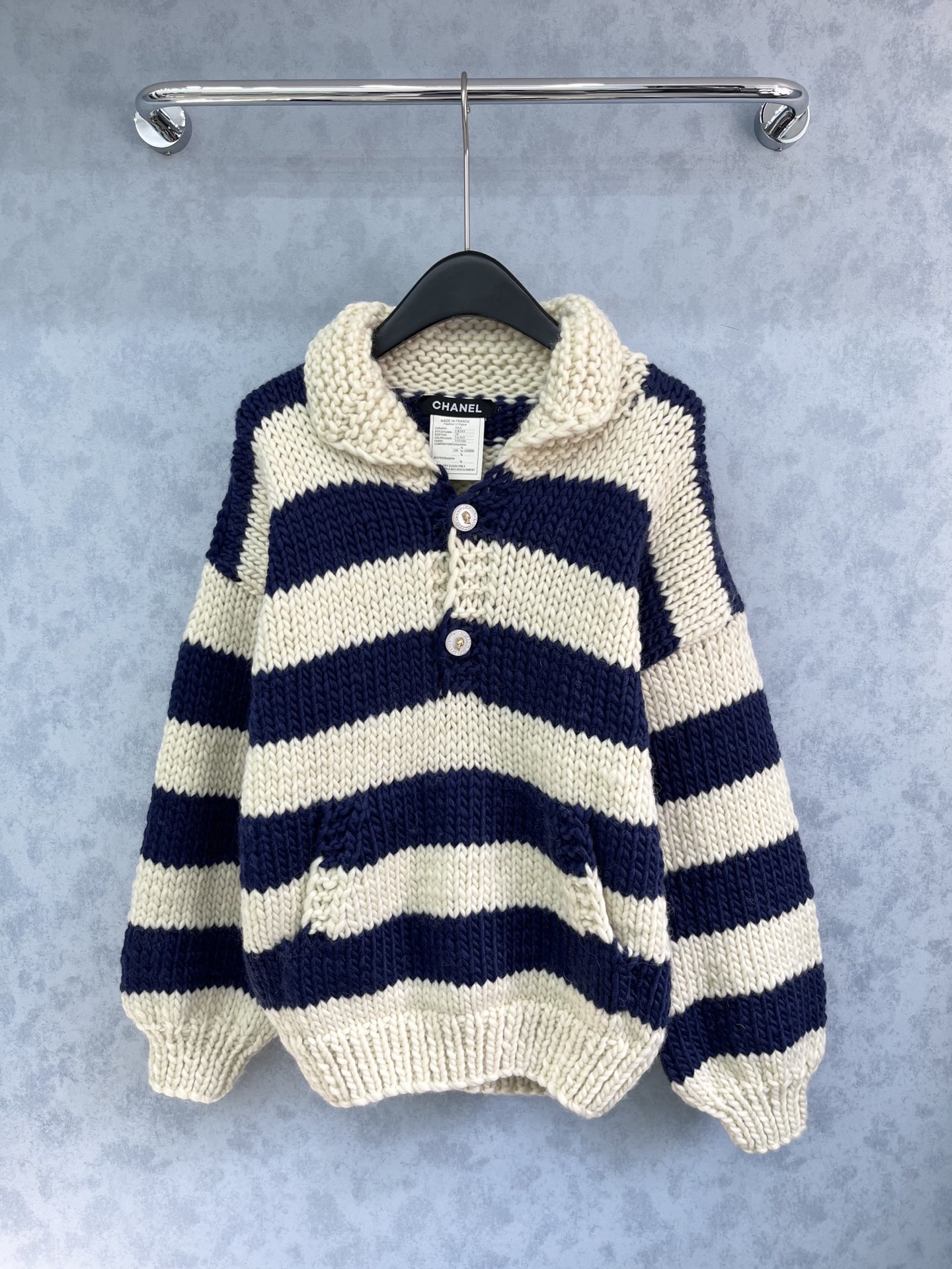 🛒𝐍𝐄𝐖 · 𝟐𝟎𝟐5/爆款现货原单品质 Chan*｜25中古系列粗花混色条纹粗针翻领外套独家订制纱线 