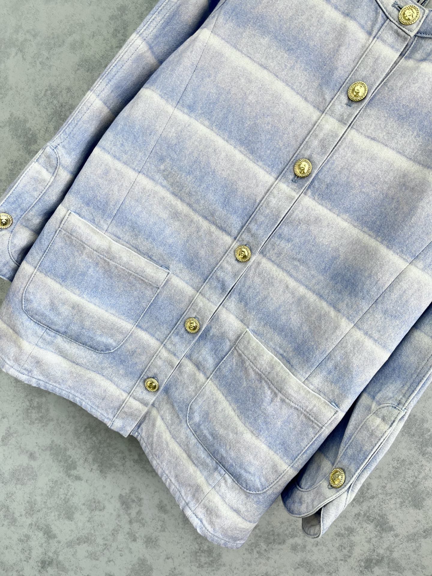 🛒𝐍𝐄𝐖 · 𝟐𝟎𝟐5/爆款现货【原版订制】 Cha*｜25经典条纹渐变色牛仔外套 工艺款 高端设计 进