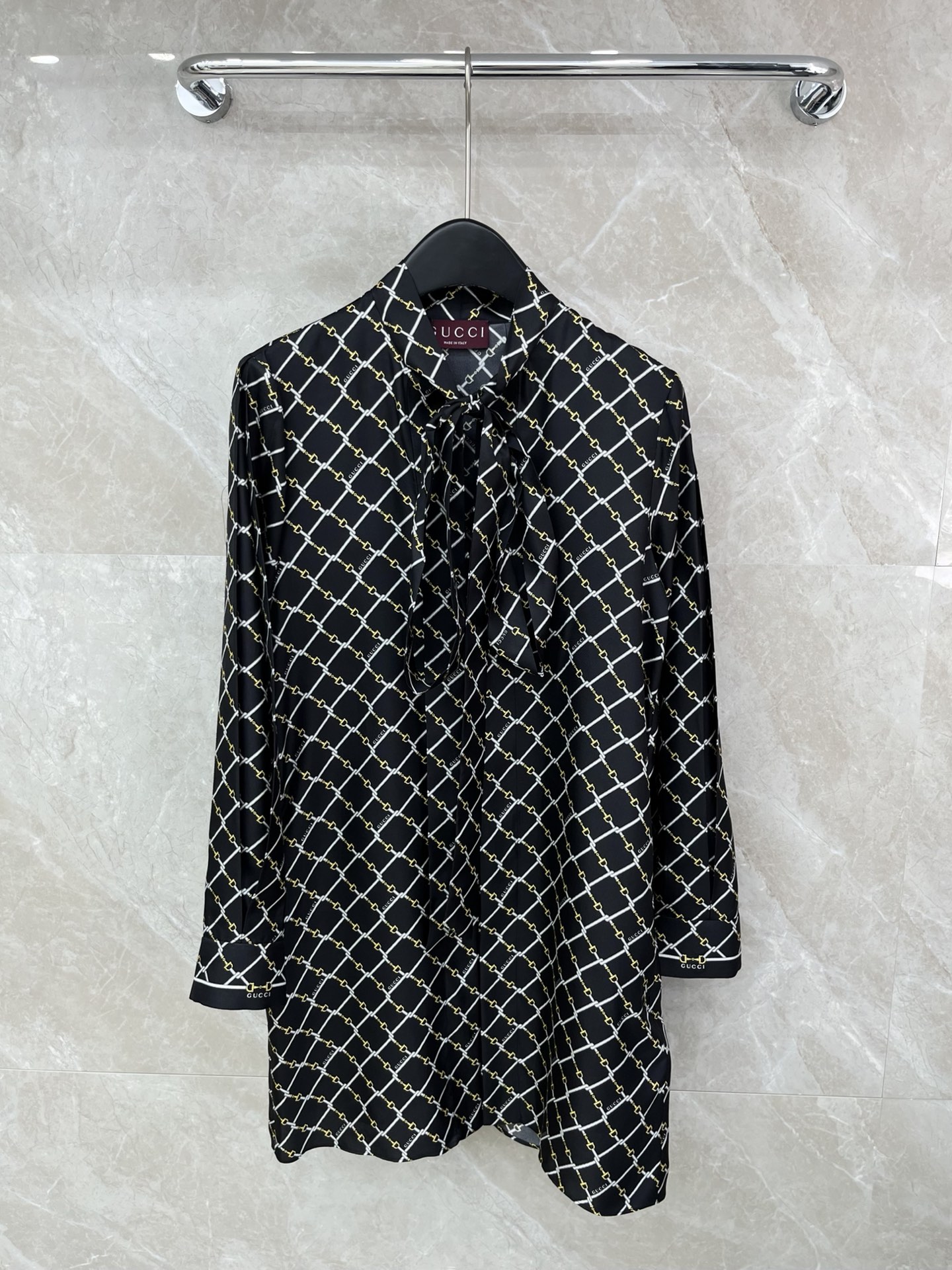 🛒𝐍𝐄𝐖 · 𝟐𝟎𝟐6/爆款现货【原版定制】Gucc*｜2026新品蝴蝶结真丝衬衫连衣裙1:1定制YB印