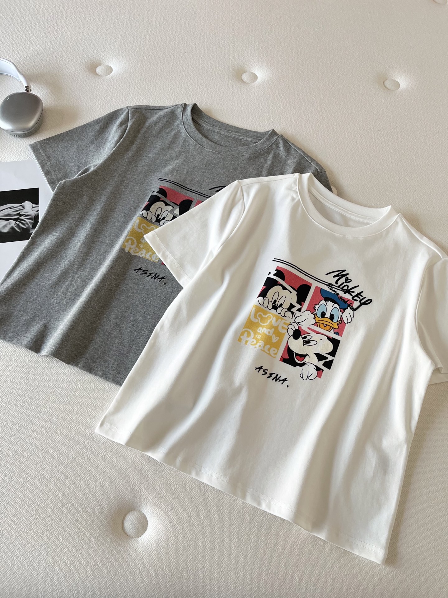 🛒𝐍𝐄𝐖 · 𝟐𝟎𝟐6/爆款现货【春夏上新】 设计师小众｜2026新款撞色米奇印花刺绣工艺款弹力T恤高订