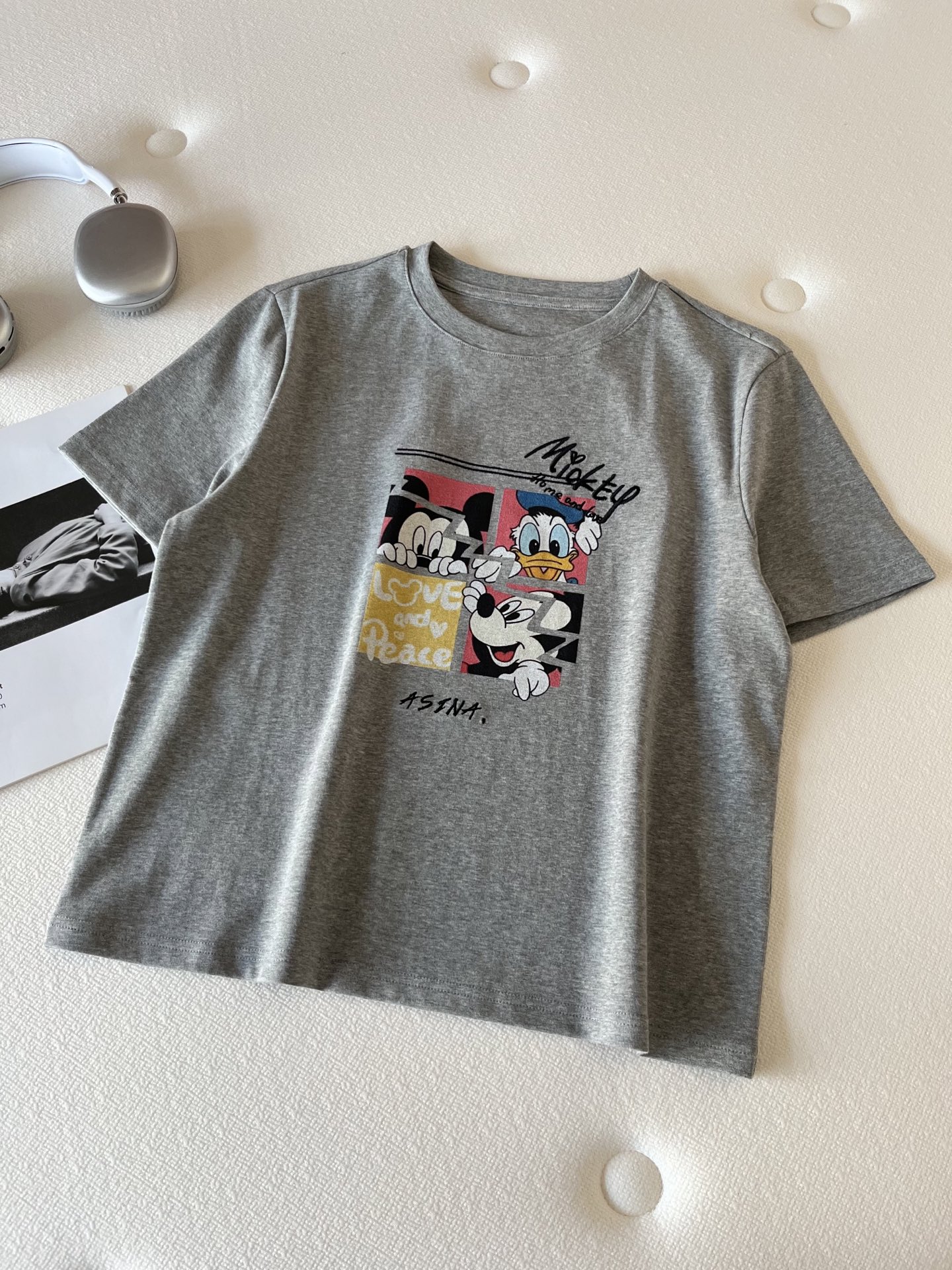 🛒𝐍𝐄𝐖 · 𝟐𝟎𝟐6/爆款现货【春夏上新】 设计师小众｜2026新款撞色米奇印花刺绣工艺款弹力T恤高订