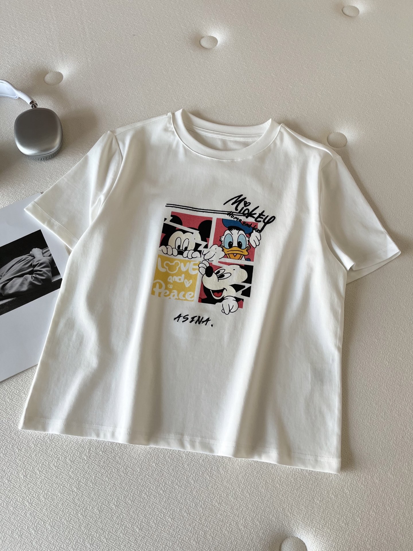 🛒𝐍𝐄𝐖 · 𝟐𝟎𝟐6/爆款现货【春夏上新】 设计师小众｜2026新款撞色米奇印花刺绣工艺款弹力T恤高订