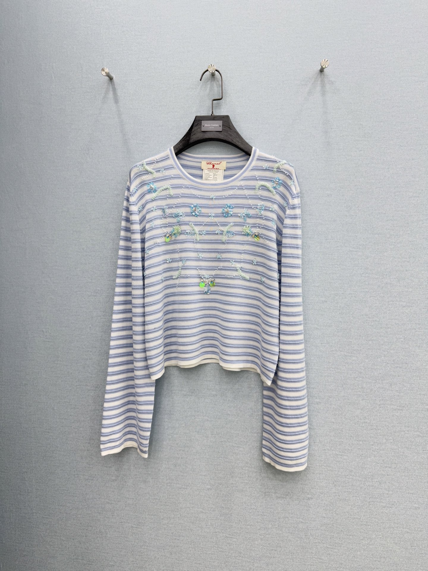 🛒𝐍𝐄𝐖 · 𝟐𝟎𝟐6/爆款现货设计师 小众｜26新品重工手工条纹长袖针织衫王炸单品，精致常规版型上身巨