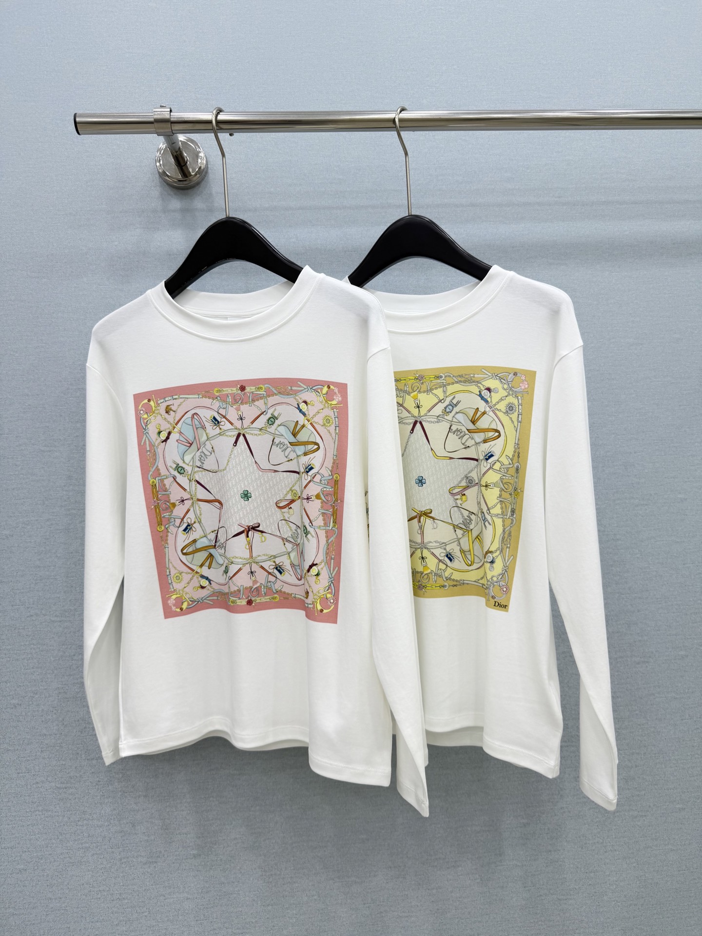 🛒𝐍𝐄𝐖 · 𝟐𝟎𝟐6/爆款现货 【原单品质】 Di*｜2026新款印花长袖T恤 高订面料，减龄百搭版型  ，上身的触感