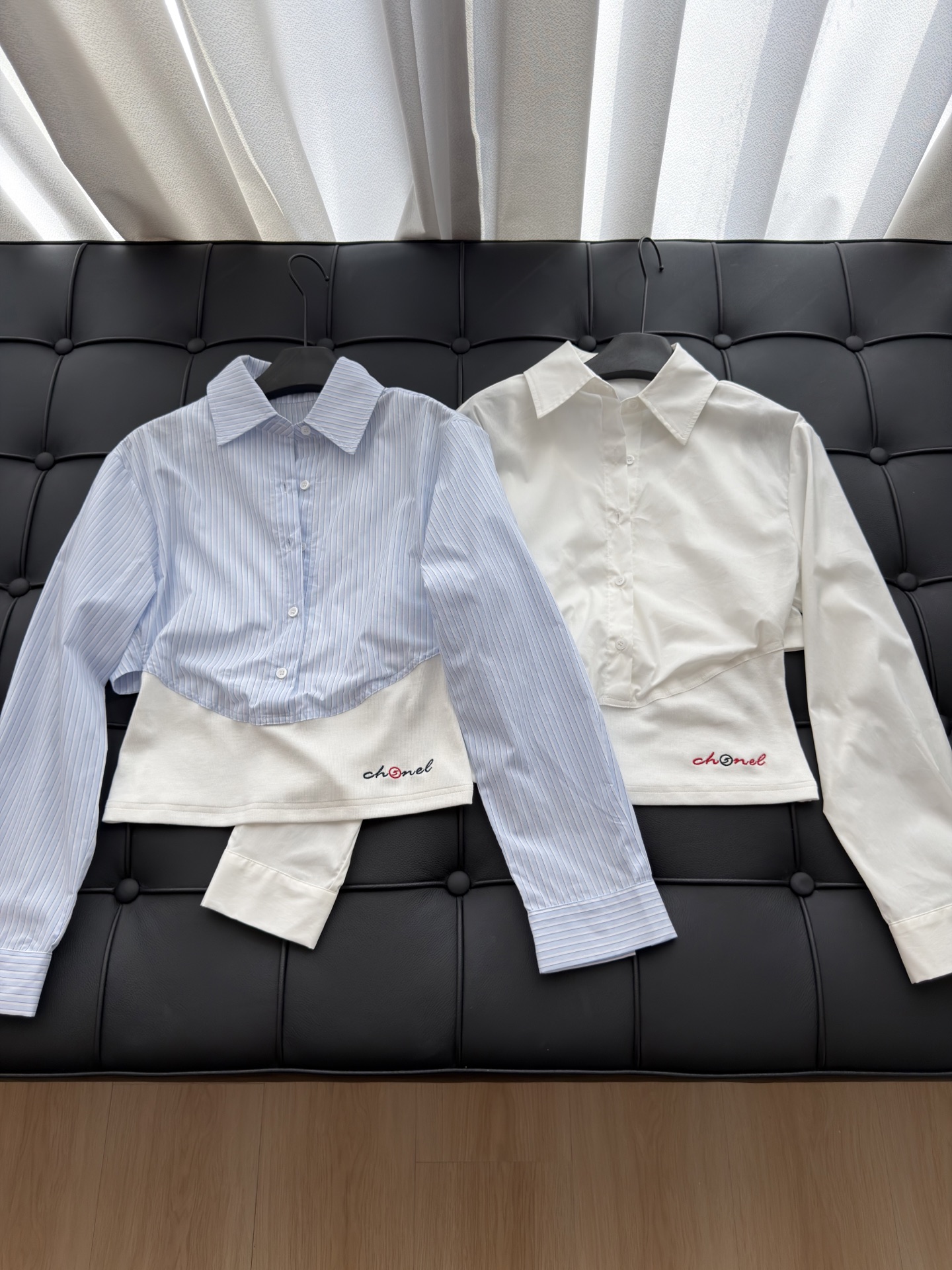 🛒𝐍𝐄𝐖 · 𝟐𝟎𝟐6/爆款现货 【秋冬上新】Ch*｜2026新品撞色刺绣假两件拼接衬衫  定制YB棉质材质  刺绣双C
