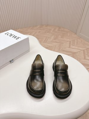 Loewe Copy Casual Shoes Loafers Single Layer Shoes Calfskin Cowhide Rubber Vintage Casual