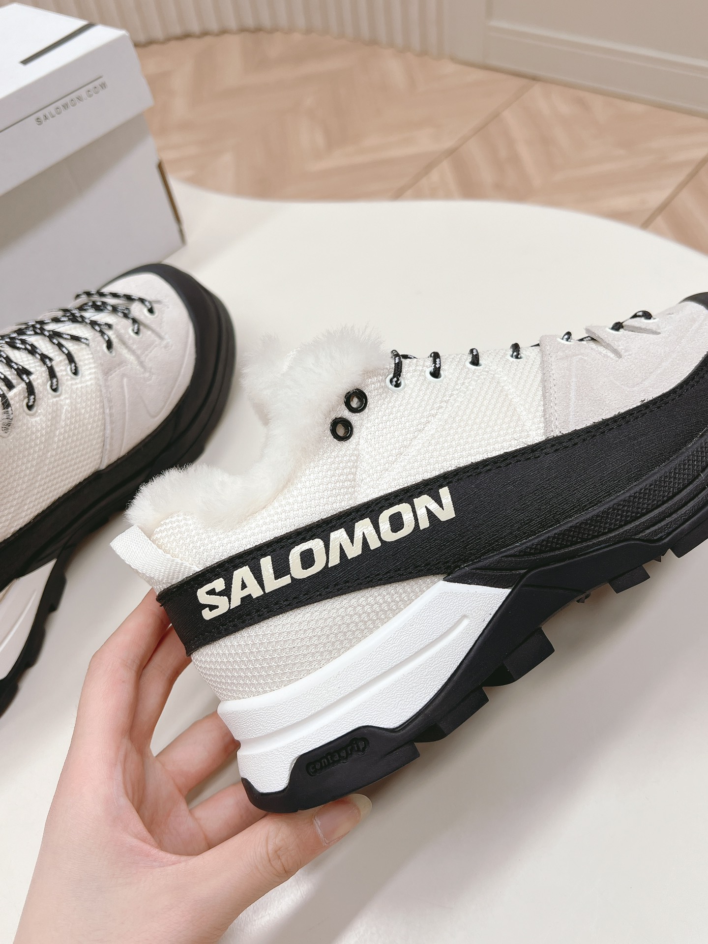 羊毛内里MM6MaisonMargiela&Salomon联名款最新款情侣休闲运动厚底登山德比鞋以两种新