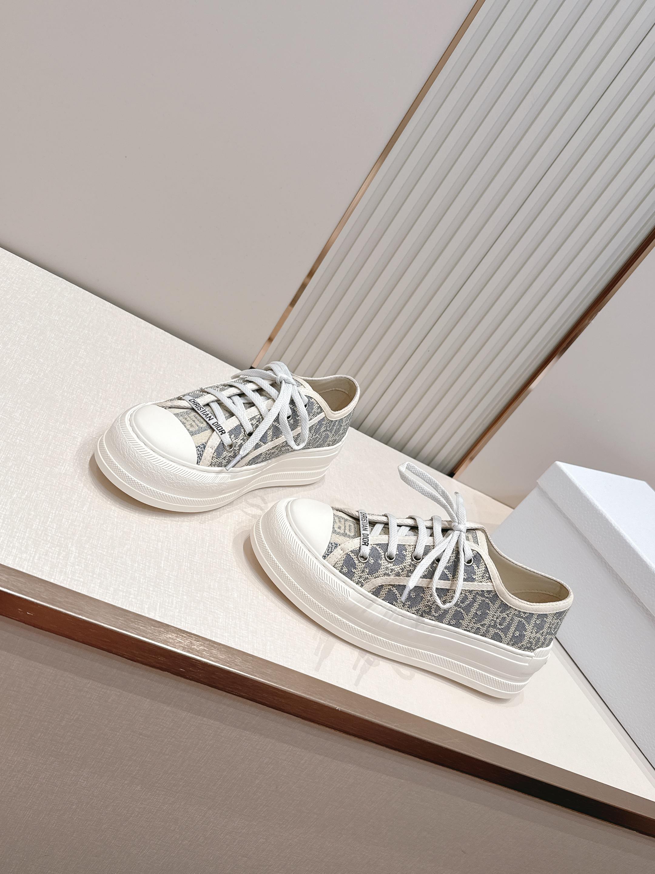 2026最新色系！ 顶级版本  Dior迪奥Walk'n系列 老花 刺绣 厚底帆布鞋 休闲鞋  全新升级