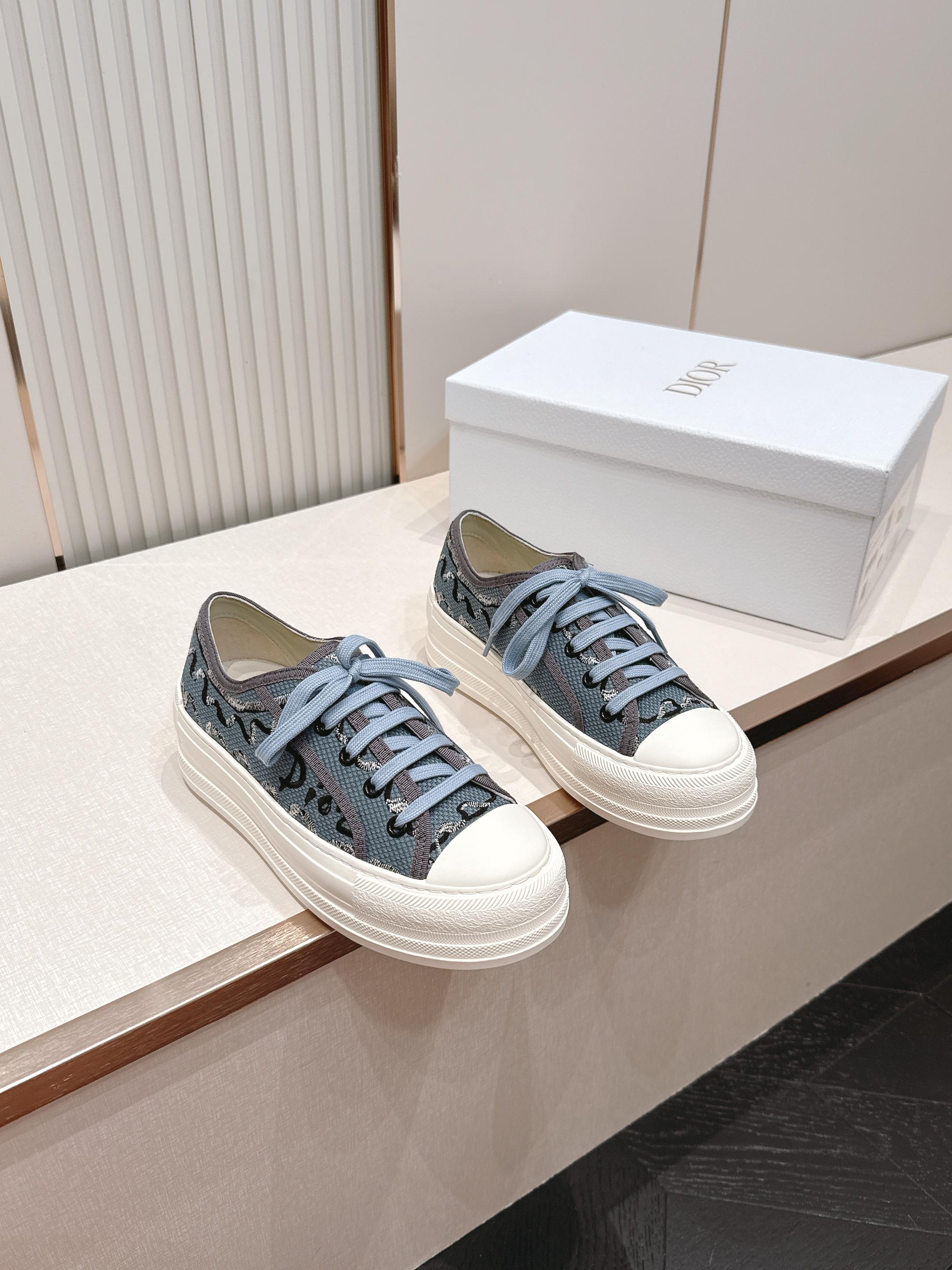 2026最新色系！ 顶级版本  Dior迪奥Walk'n系列 老花 刺绣 厚底帆布鞋 休闲鞋  全新升级
