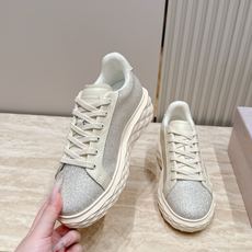 格力特款 JIMMYCHOO 新款休闲鞋小白鞋 Diamond Light Maxi 系列休闲鞋 光滑皮革拼粗粒闪粉材 格力特款 JIMMYCHOO 新款休闲鞋小白鞋 Diamond Light Maxi 系列休闲鞋 光滑皮革拼粗粒闪粉材