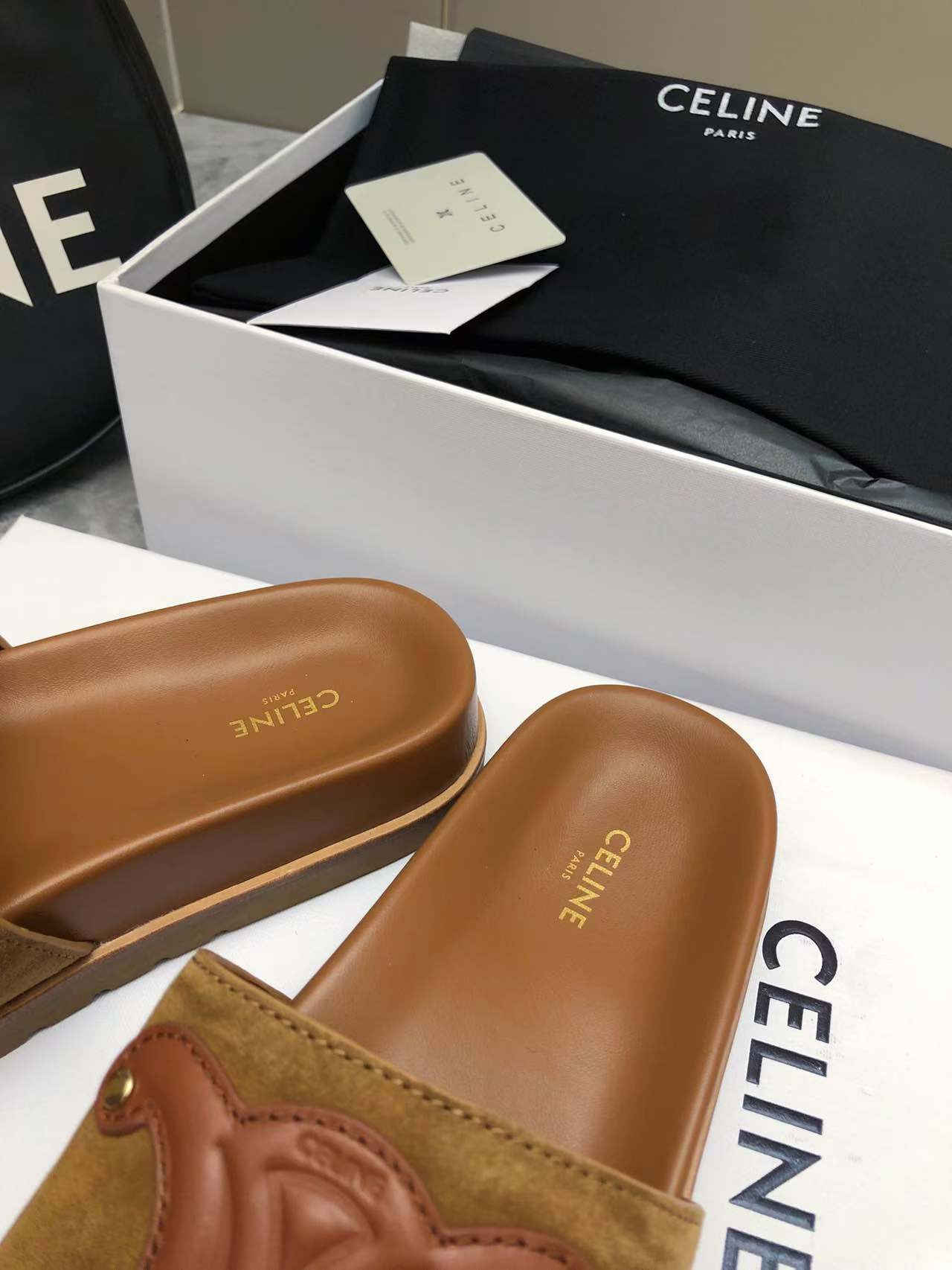 Celine Women's Triomphe Logo Slide Sandals | Luxurious & Comfortable 6 a1746512438628 7075