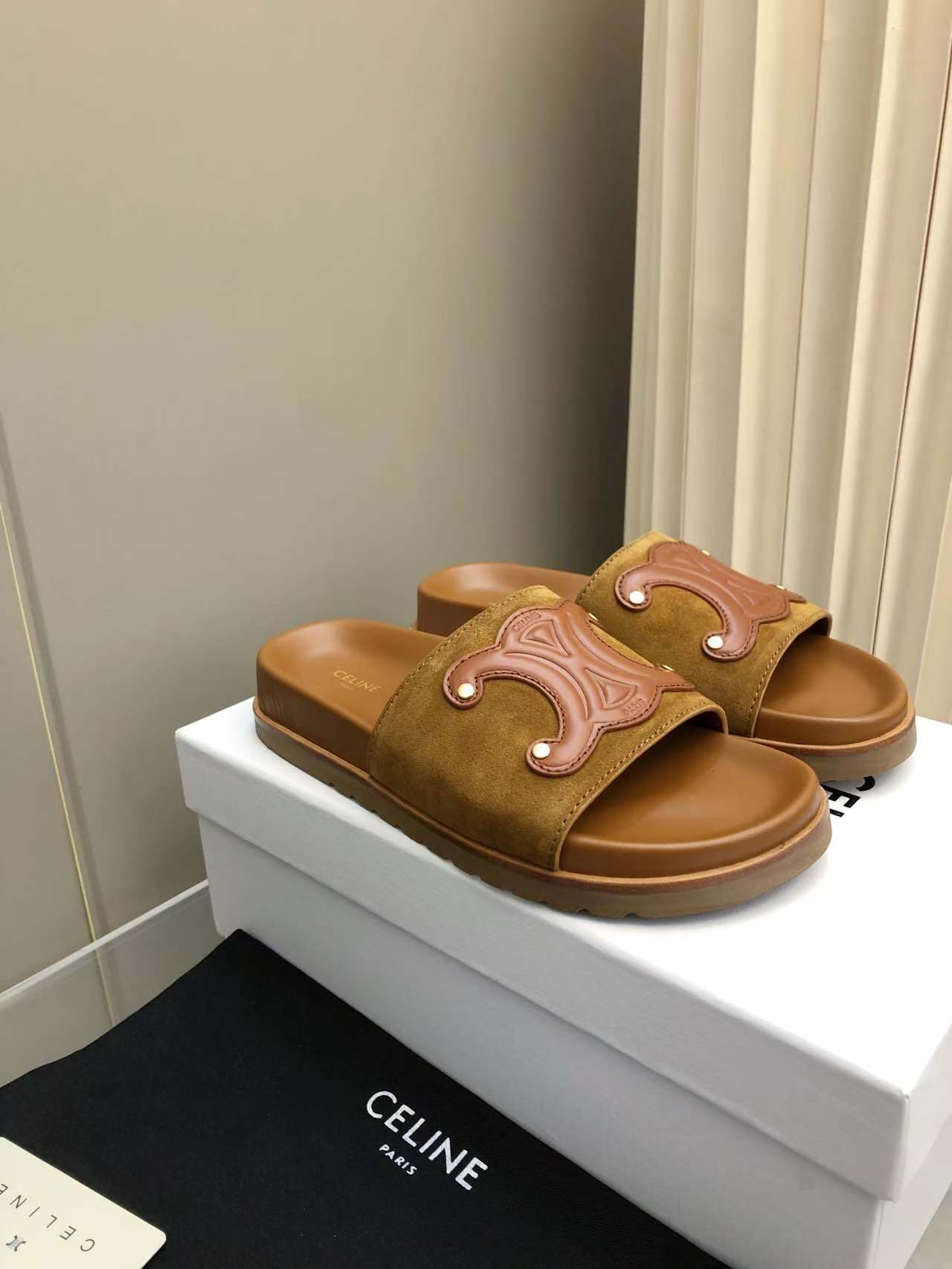 Celine Women's Triomphe Logo Slide Sandals | Luxurious & Comfortable 4 a1746512558559 3648