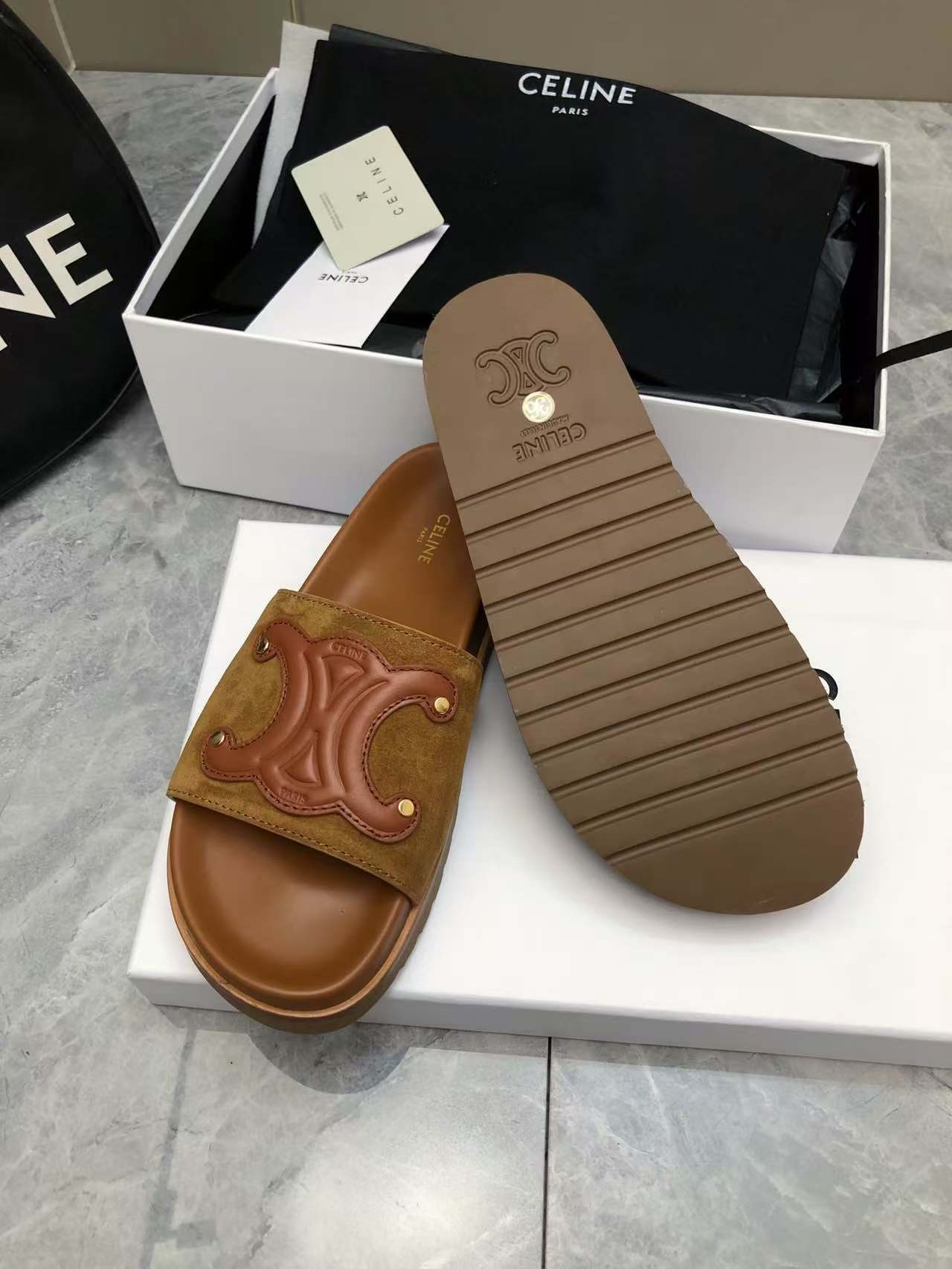 Celine Women's Triomphe Logo Slide Sandals | Luxurious & Comfortable 9 a1746512575077 1273