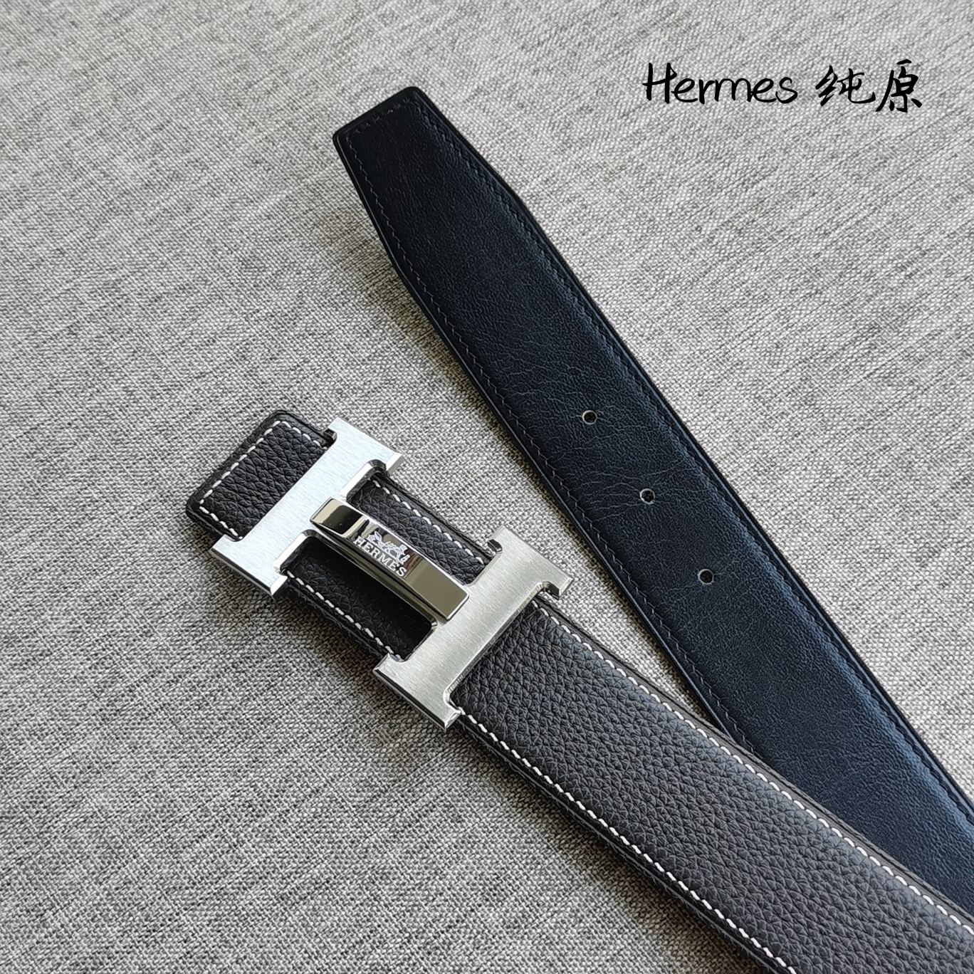爆款Hermès爱马仕双面原版原单品质进口头层牛皮寸半38mm配官网H扣！