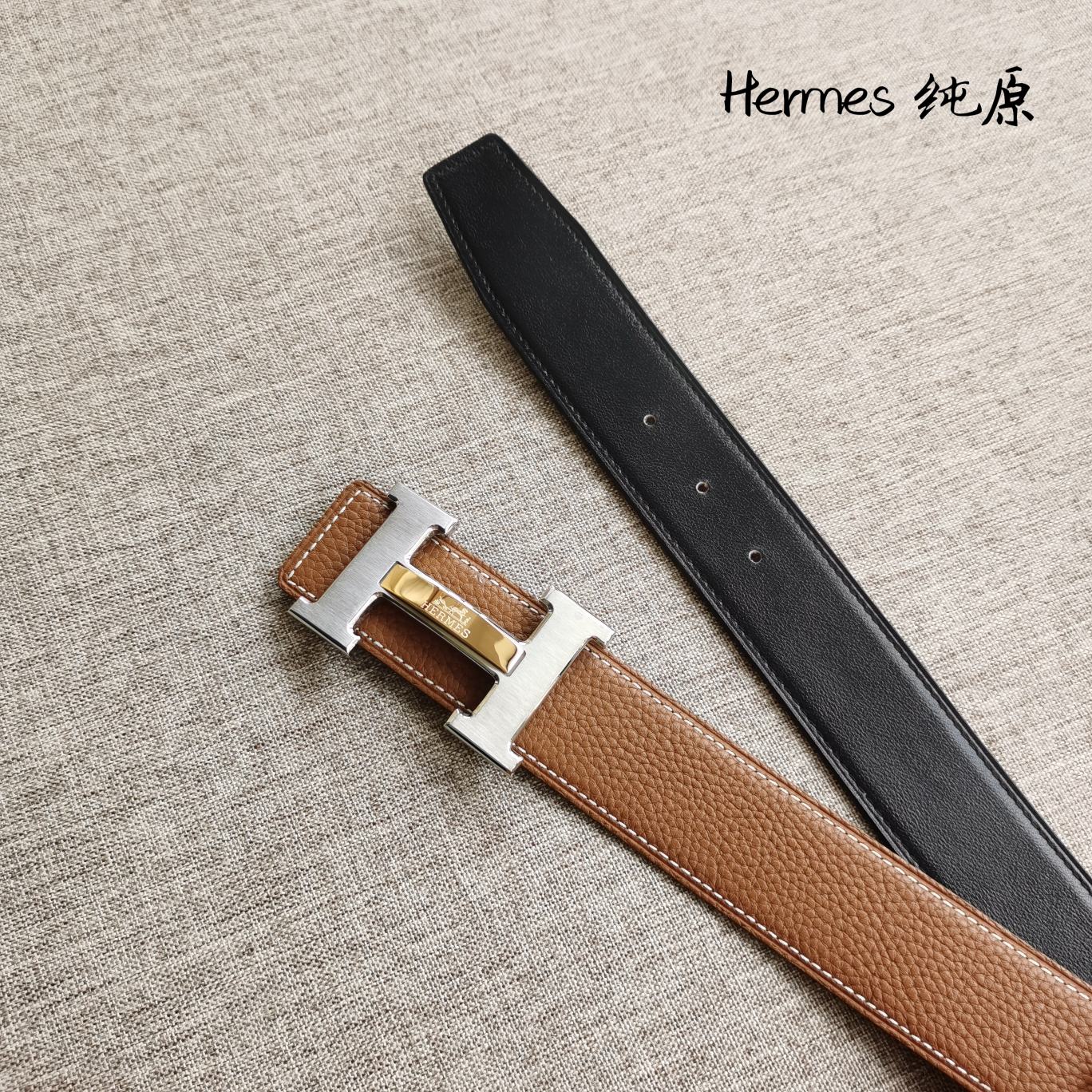 爆款Hermès爱马仕双面原版原单品质进口头层牛皮寸半38mm配官网H扣！