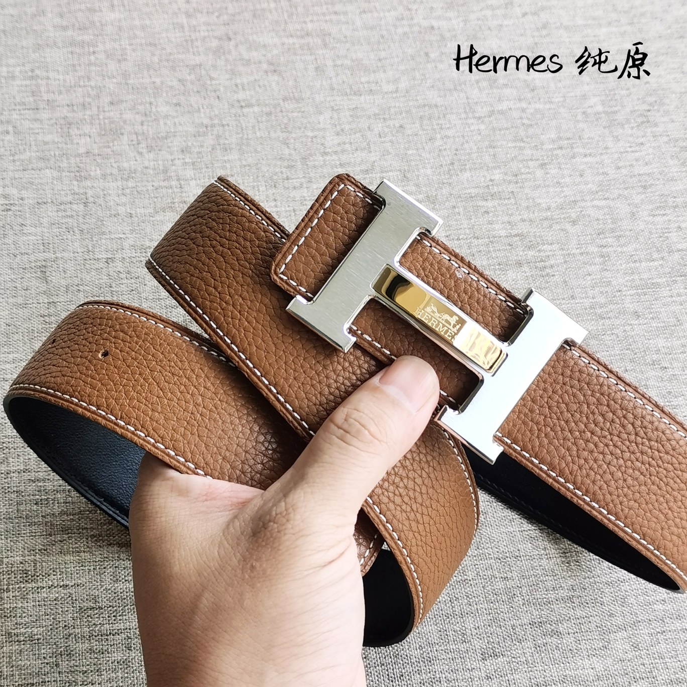 爆款Hermès爱马仕双面原版原单品质进口头层牛皮寸半38mm配官网H扣！