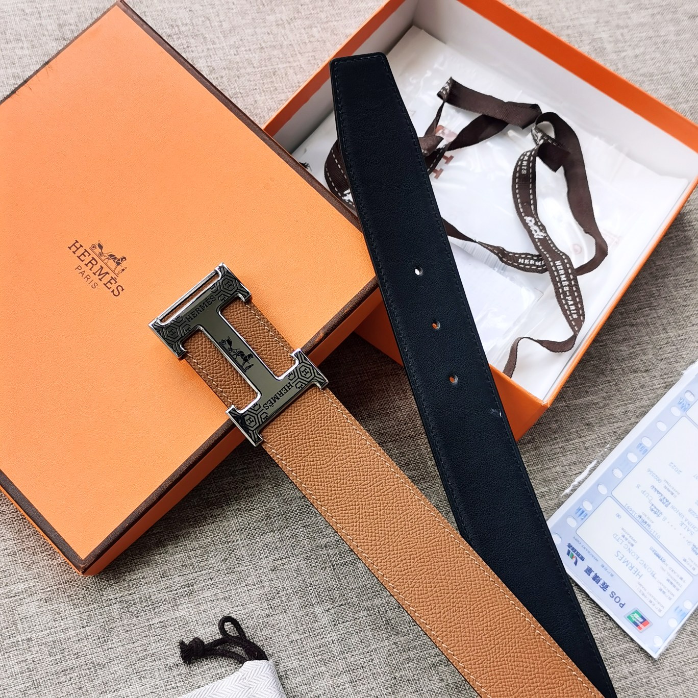 -hermes-HDANCREBELTBUCKLE&38MM最新款鍍鈀金属扣双面两用原版皮