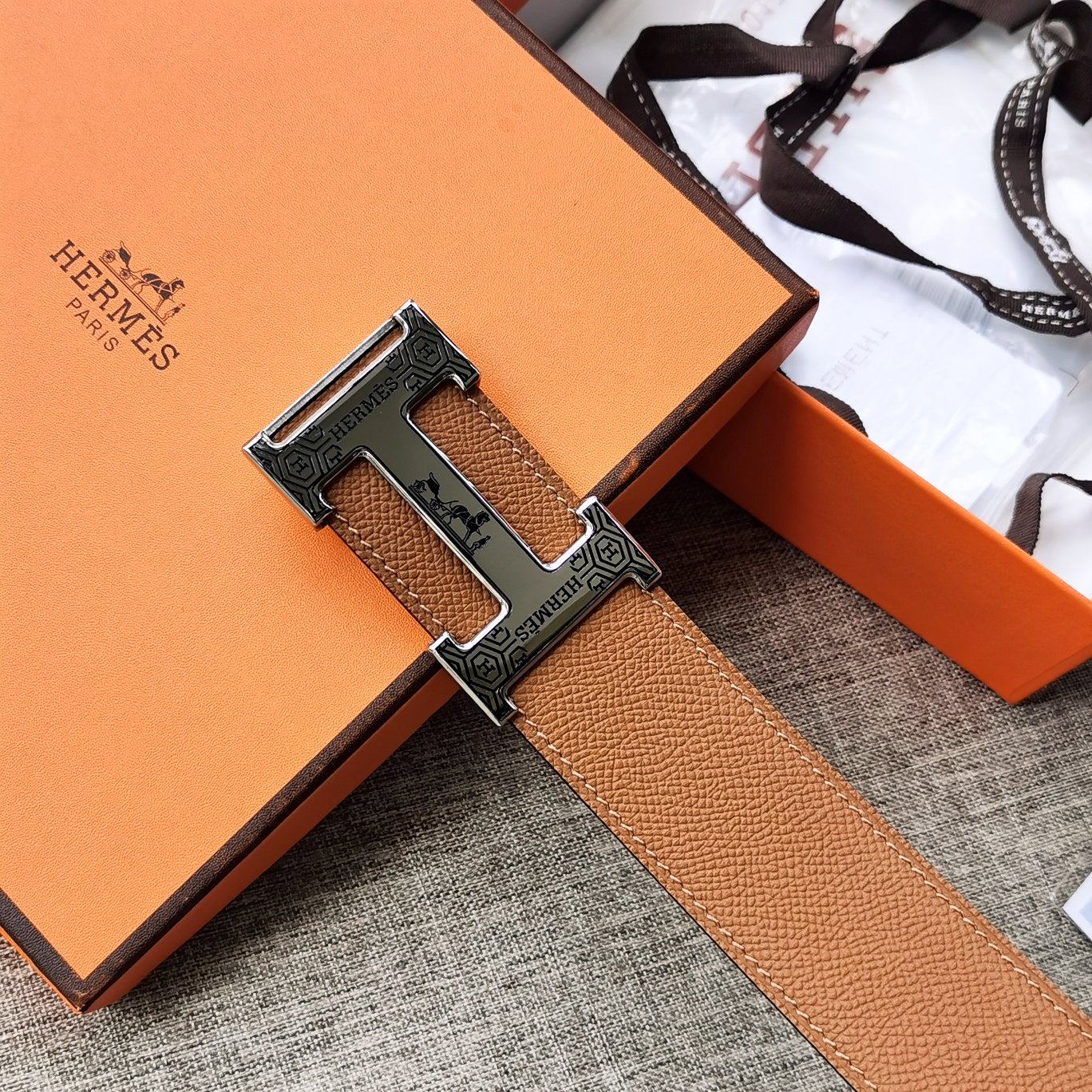 -hermes-HDANCREBELTBUCKLE&38MM最新款鍍鈀金属扣双面两用原版皮