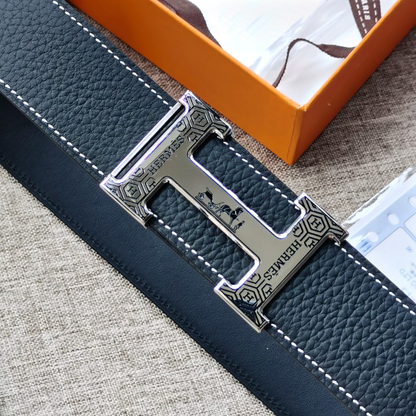 -hermes-HDANCREBELTBUCKLE&38MM最新款鍍鈀金属扣双面两用原版皮