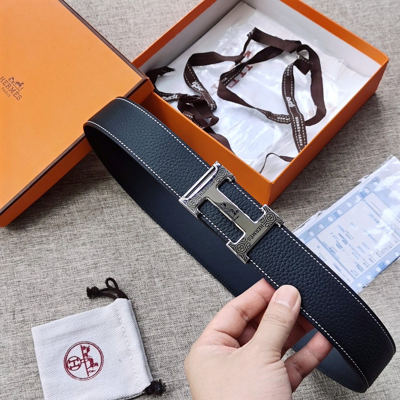 -hermes-HDANCREBELTBUCKLE&38MM最新款鍍鈀金属扣双面两用原版皮