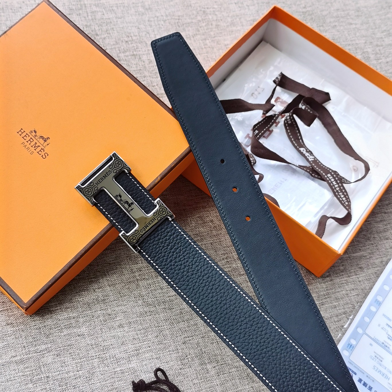 -hermes-HDANCREBELTBUCKLE&38MM最新款鍍鈀金属扣双面两用原版皮