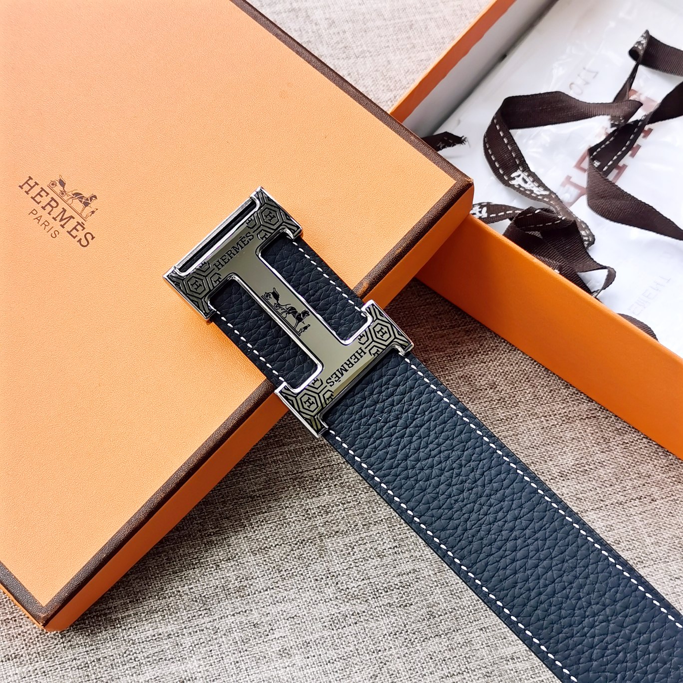 -hermes-HDANCREBELTBUCKLE&38MM最新款鍍鈀金属扣双面两用原版皮