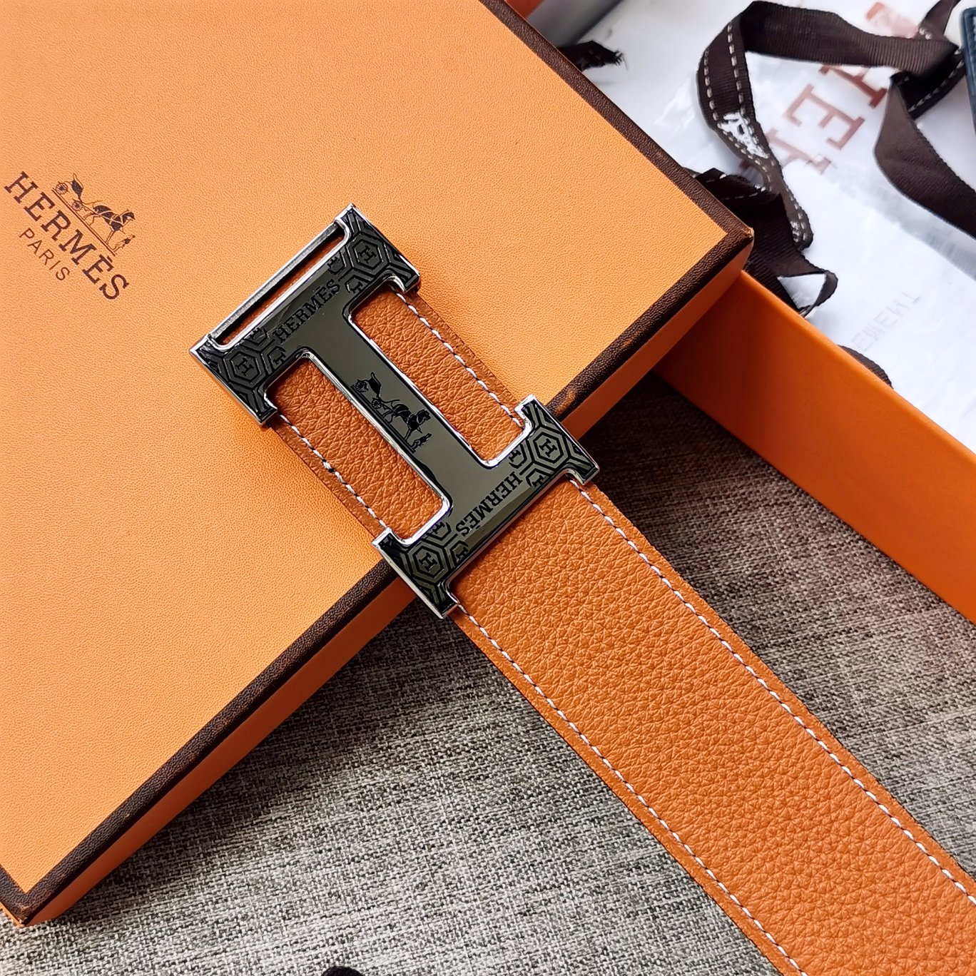 -hermes-HDANCREBELTBUCKLE&38MM最新款鍍鈀金属扣双面两用原版皮