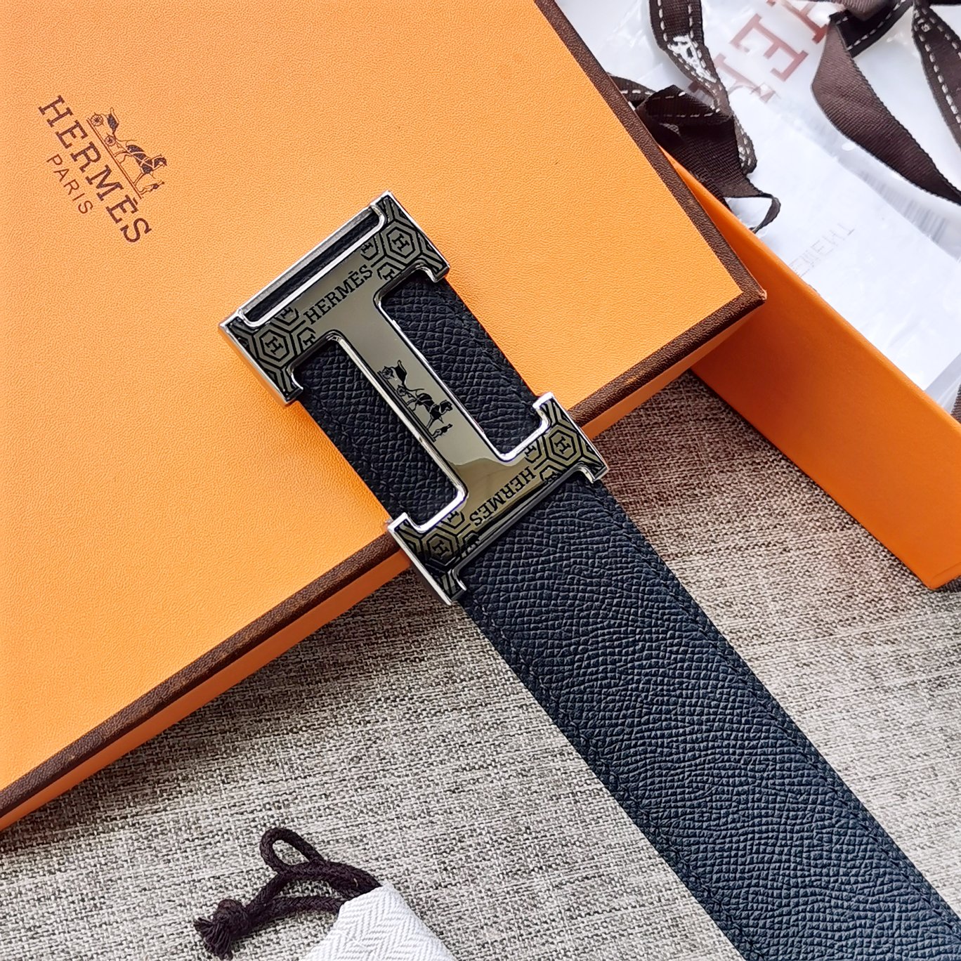 -hermes-HDANCREBELTBUCKLE&38MM最新款鍍鈀金属扣双面两用原版皮