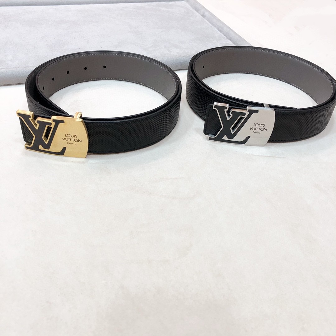 LV[正]INITIALES小牛皮腰带电镀精钢五金扣纯小牛两面用尺寸40MM