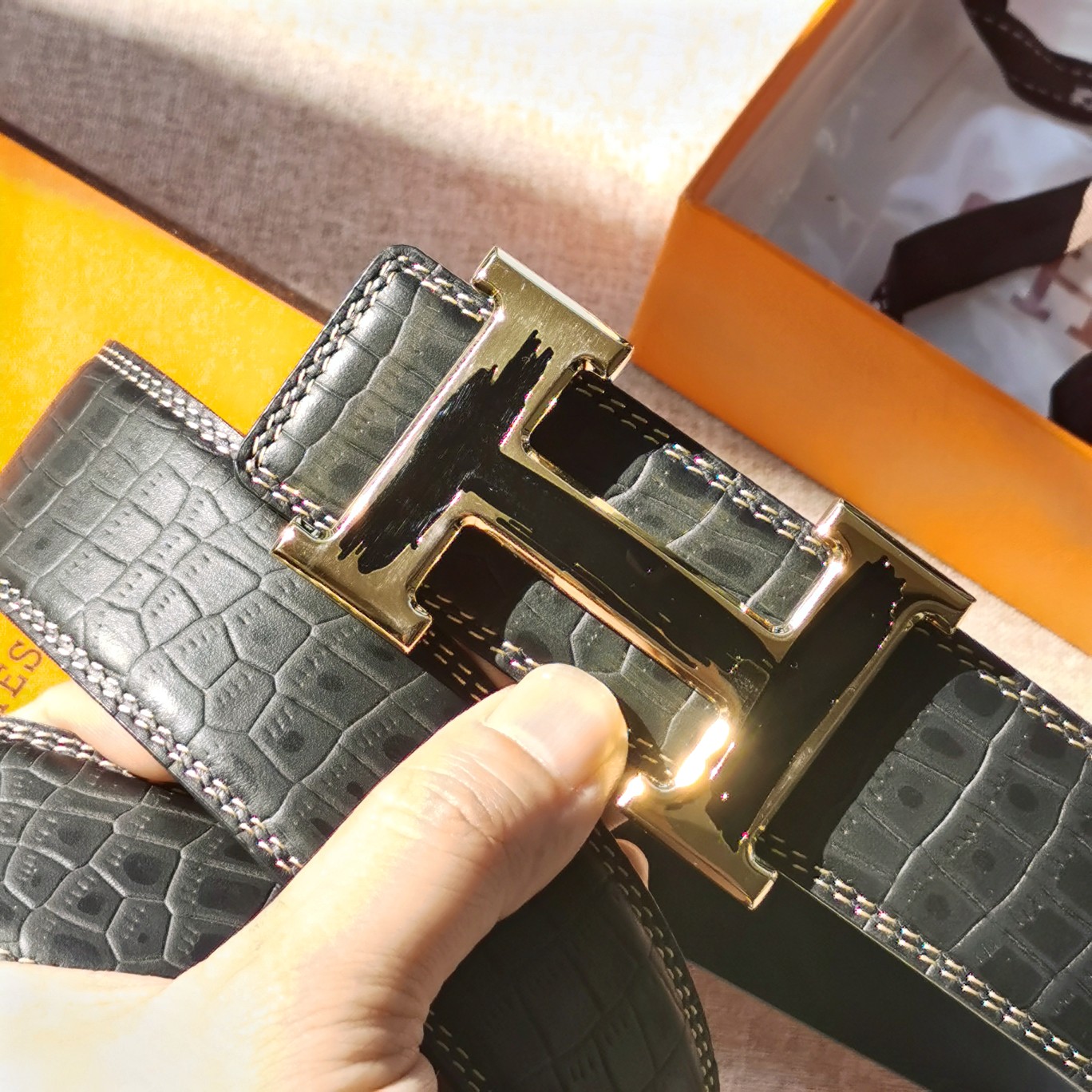 Hermès[正]爱马仕经典款双面原版原单品质进口头层牛皮寸半38mm配官网H亮金/亮银扣