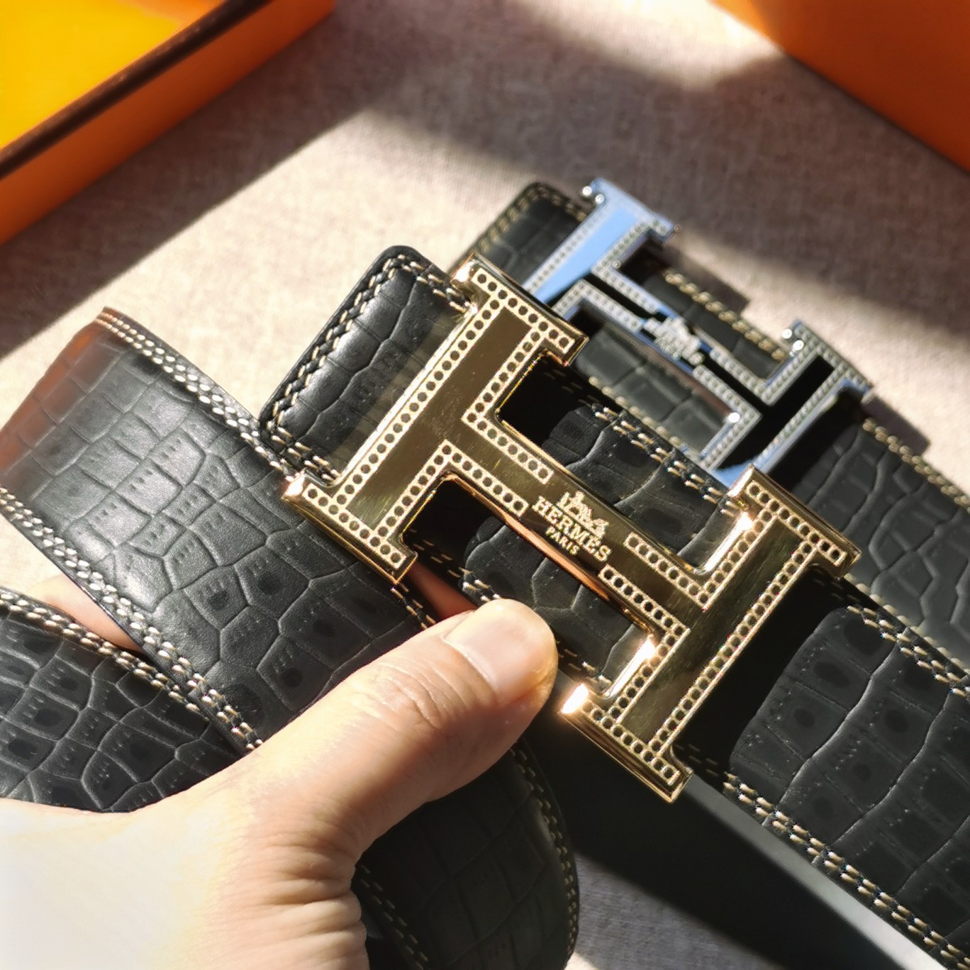 Hermès[正]爱马仕经典款双面原版原单品质进口头层牛皮寸半38mm配官网H亮金/亮银扣