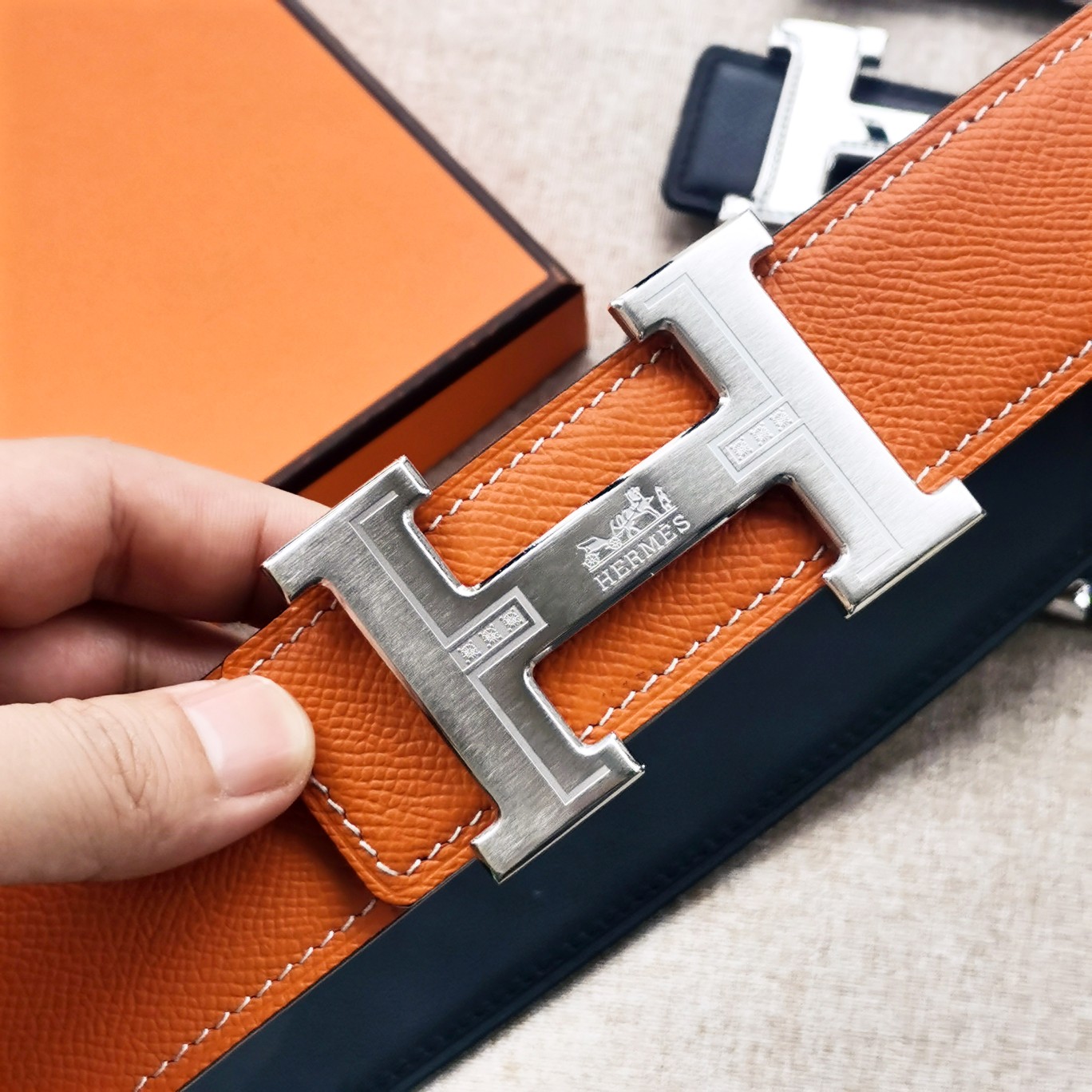 Hermes-[正]双面原版皮配精钢五金扣防刮耐磨不褪色轻奢有品位精品原单品质精工制作细节看图实物拍摄高