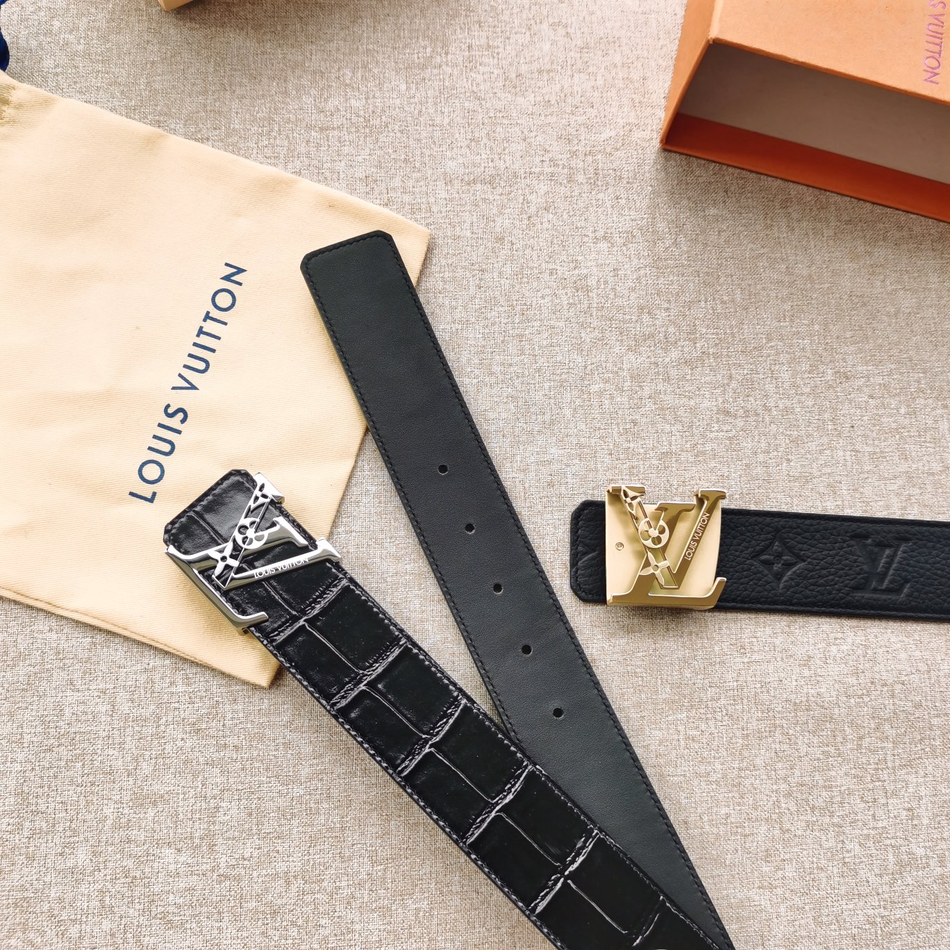 LV[正]路易威登原版品质代工厂货品40mm宽度正品一体铸造五金钢扣原厂皮料双面原厂定制面料区别市场货！