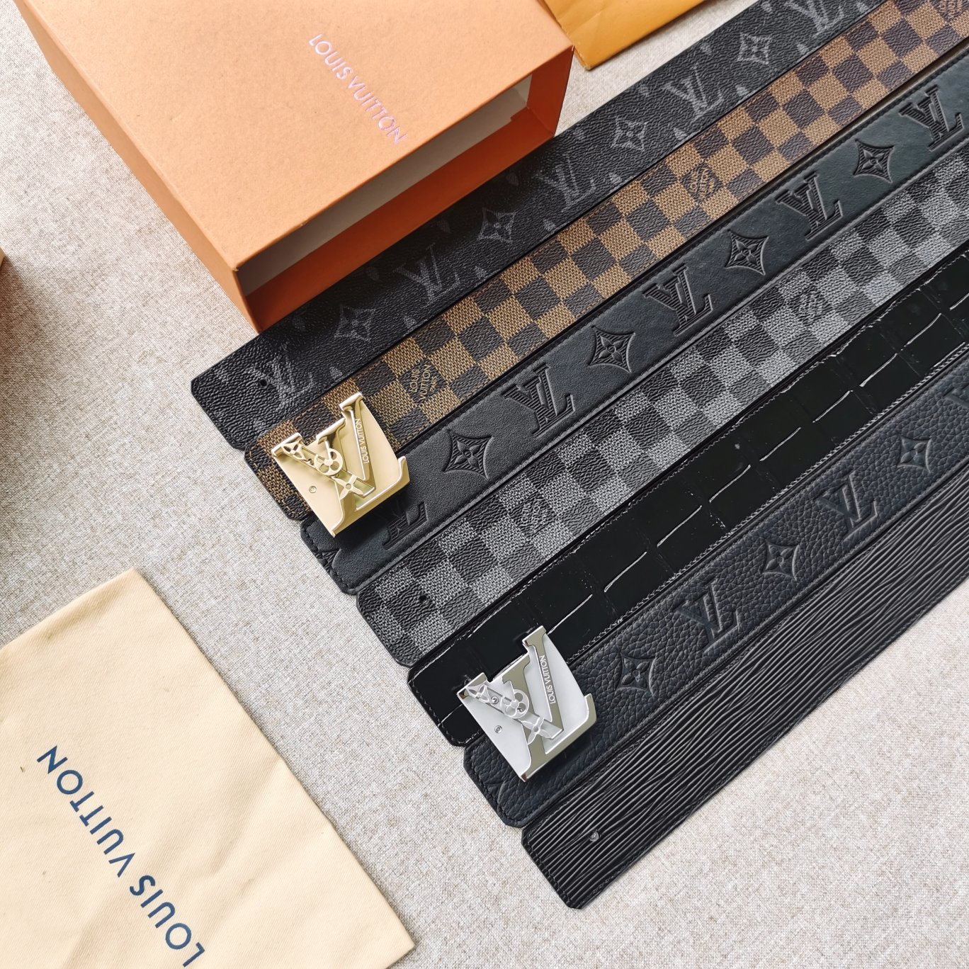 LV[正]路易威登原版品质代工厂货品40mm宽度正品一体铸造五金钢扣原厂皮料双面原厂定制面料区别市场货！