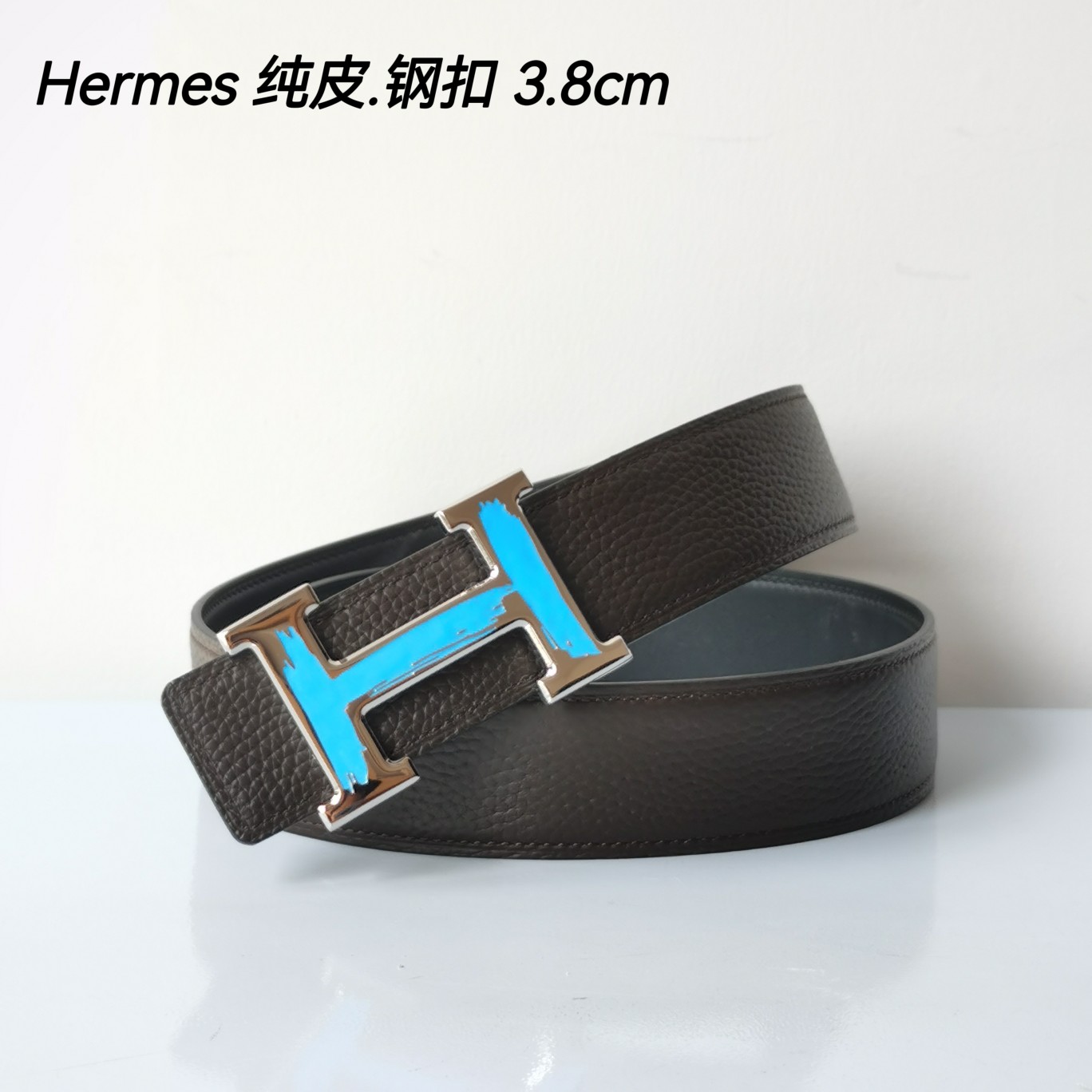 Hermes[正]原单爱马仕宽3.8cm进口原版皮带身双面可两面用精品电镀五金！