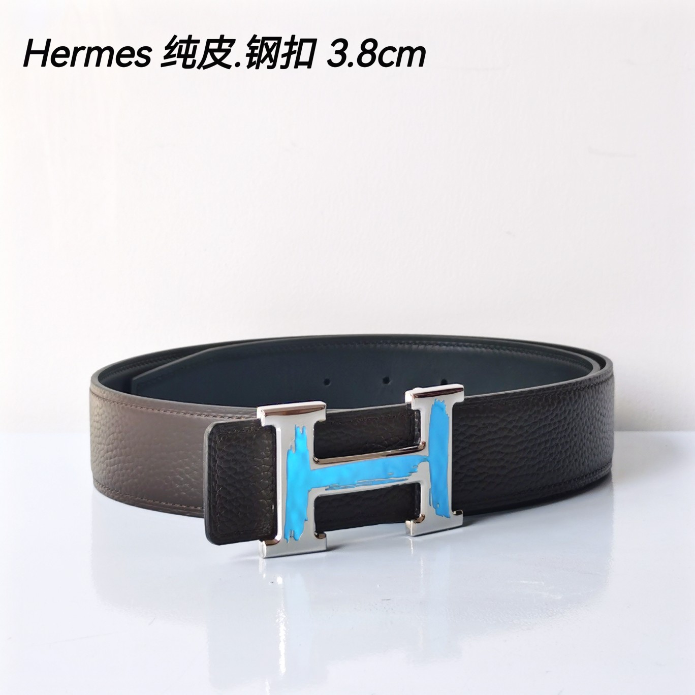 Hermes[正]原单爱马仕宽3.8cm进口原版皮带身双面可两面用精品电镀五金！