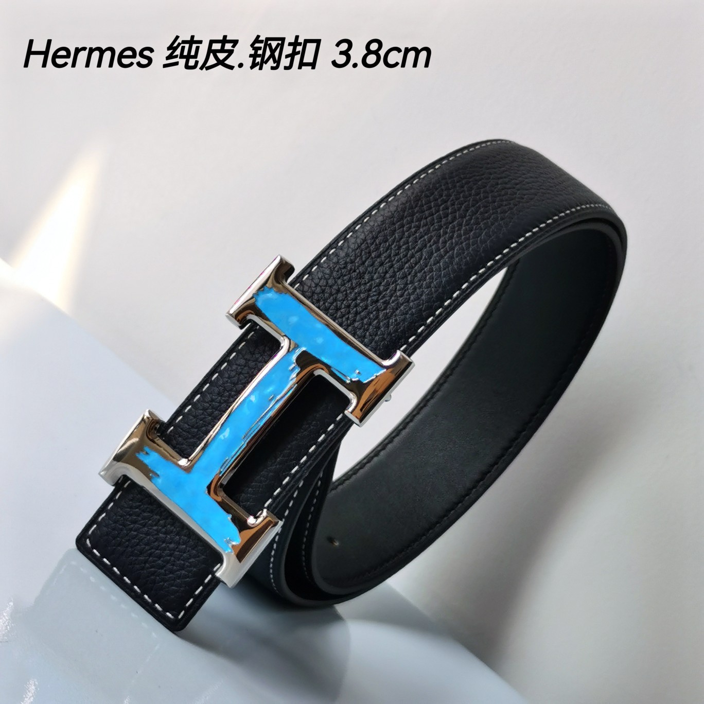 Hermes[正]原单爱马仕宽3.8cm进口原版皮带身双面可两面用精品电镀五金！