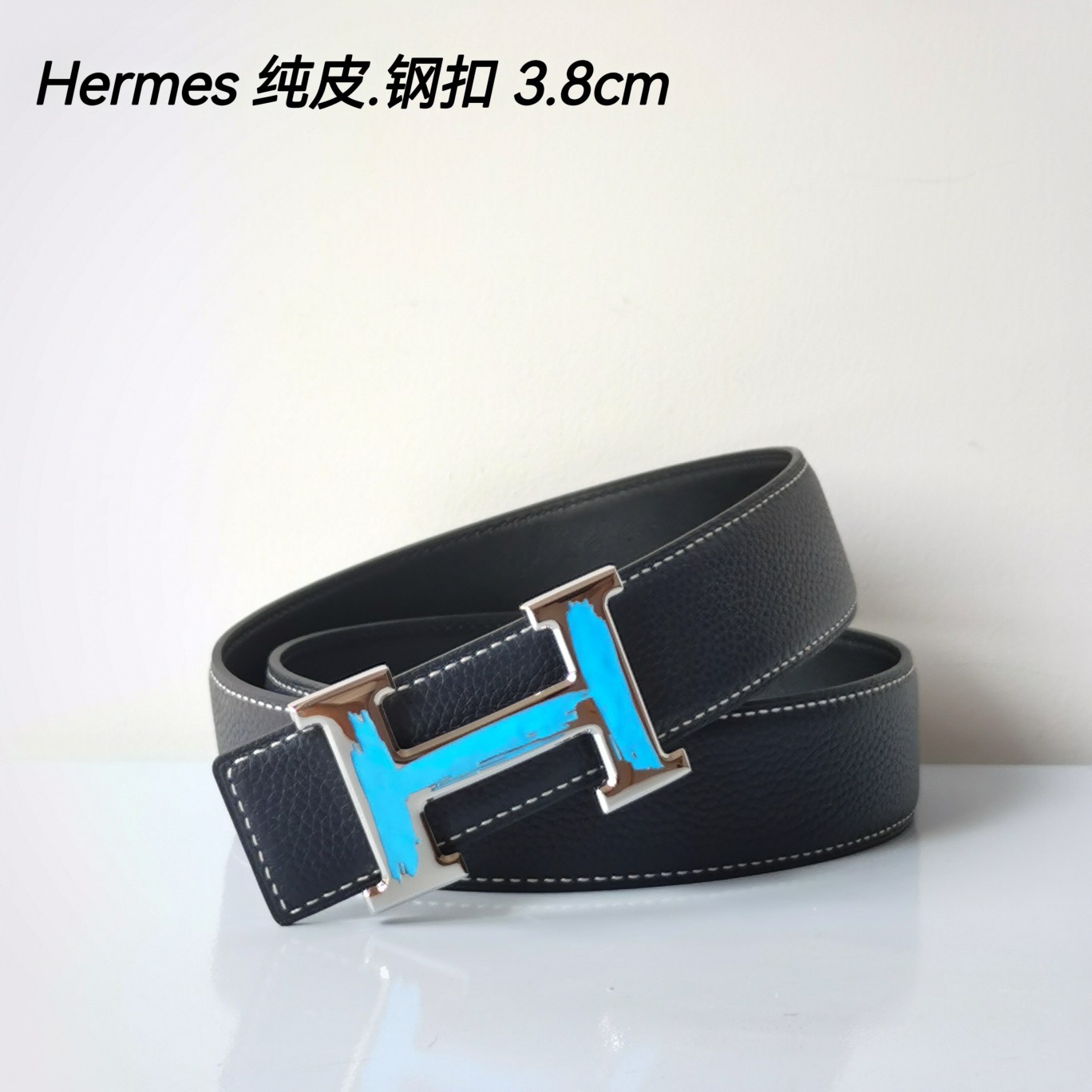 Hermes[正]原单爱马仕宽3.8cm进口原版皮带身双面可两面用精品电镀五金！