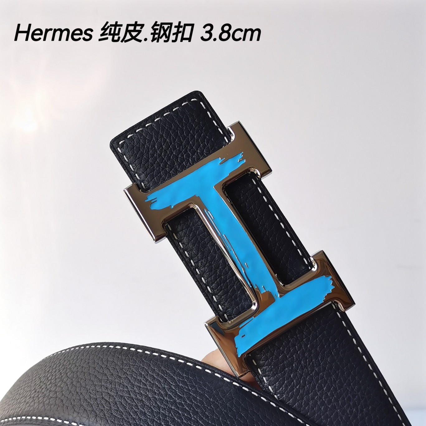 Hermes[正]原单爱马仕宽3.8cm进口原版皮带身双面可两面用精品电镀五金！