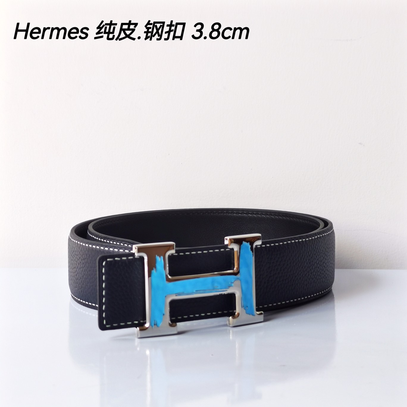 Hermes[正]原单爱马仕宽3.8cm进口原版皮带身双面可两面用精品电镀五金！